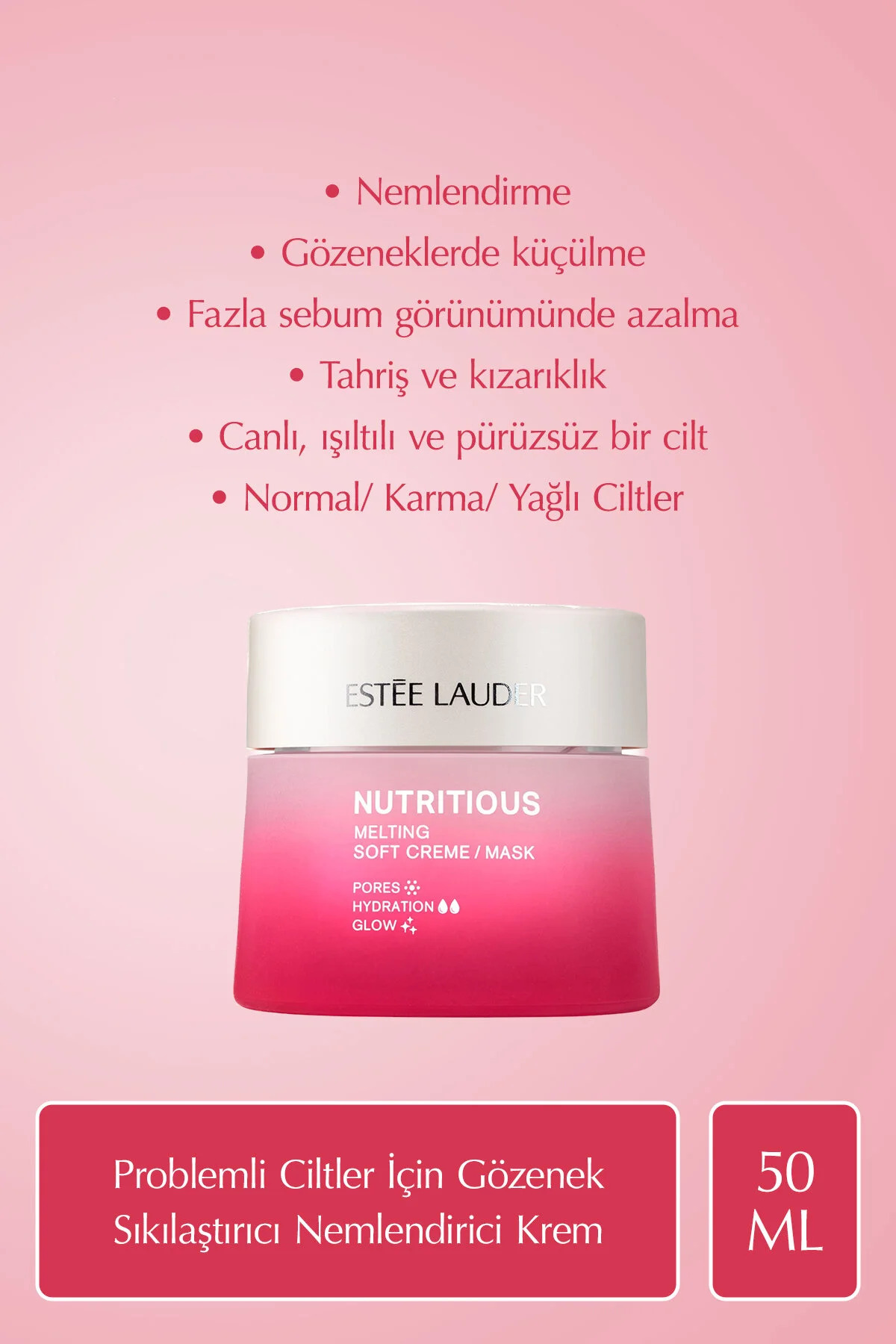 Estee Lauder Nemlendirici Krem - Nutritious Soft Creme Gözenek Sıkılaştırıcı, Yağ Kontrolü, Doğal İçerikler, 50ml
