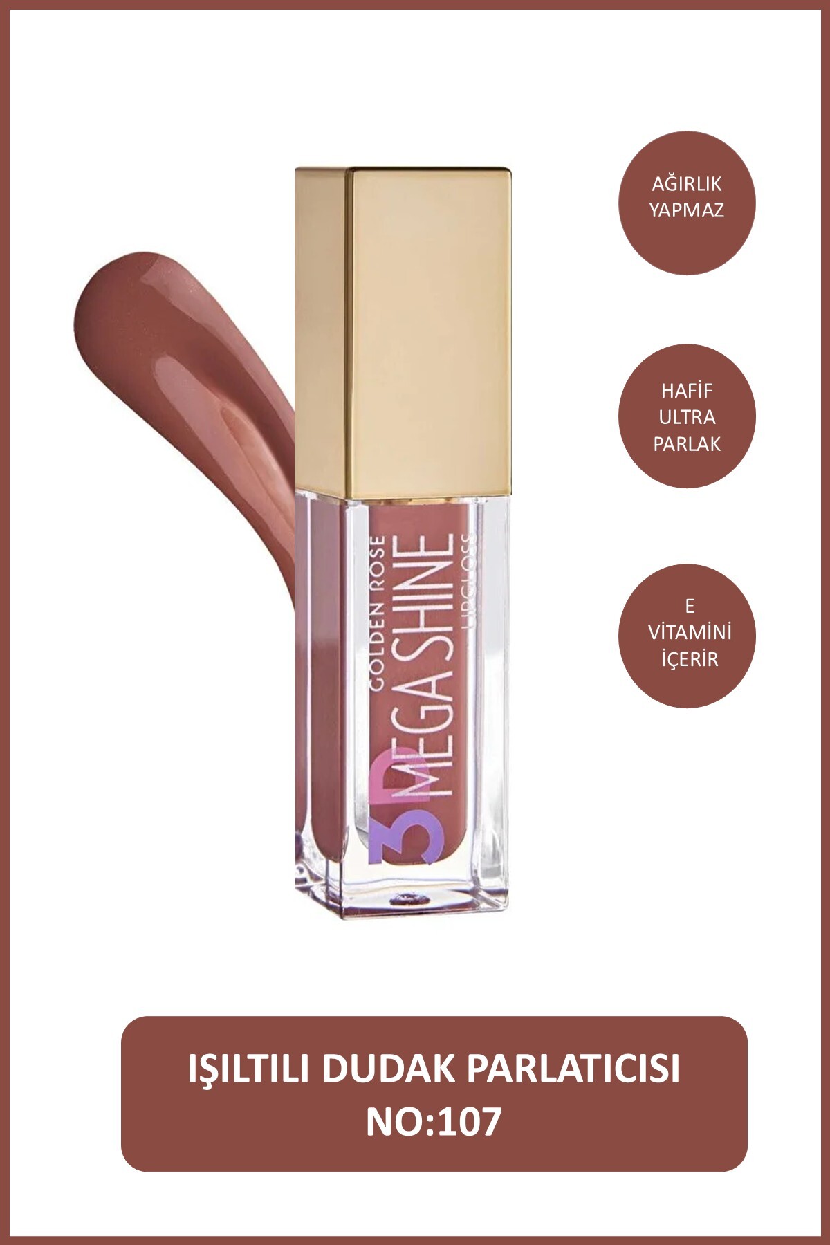 Golden Rose 3D Mega Shine Lipgloss - 107 Dudak Parlatıcısı
