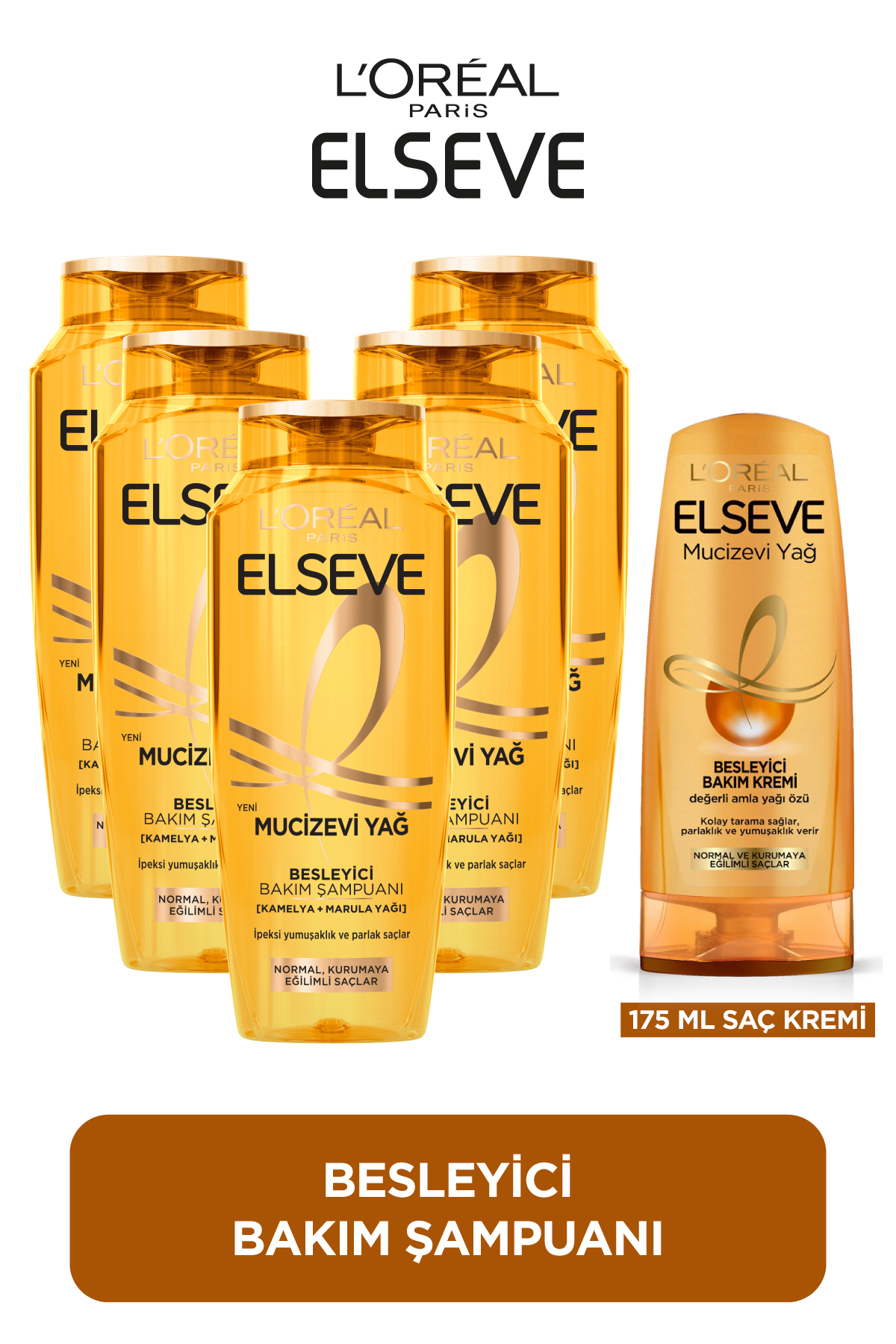 ELSEVE 5'li 400ml Mucizevi Yağ Besleyici Bakım Şampuanı + 175ml Saç Kremi Seti