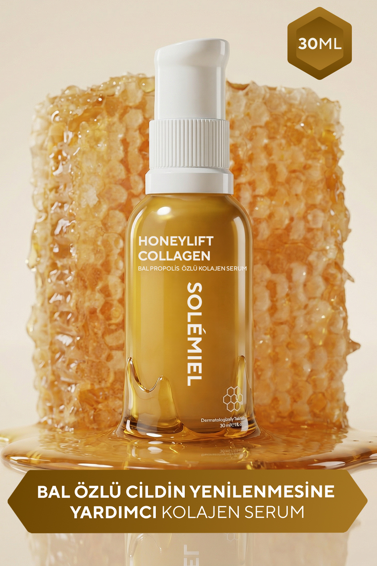 Solemiel Bal & Propolis Özlü Cilt Görünümünü Destekleyen Sıkılaştırıcı Kolajen Serum 30 ML