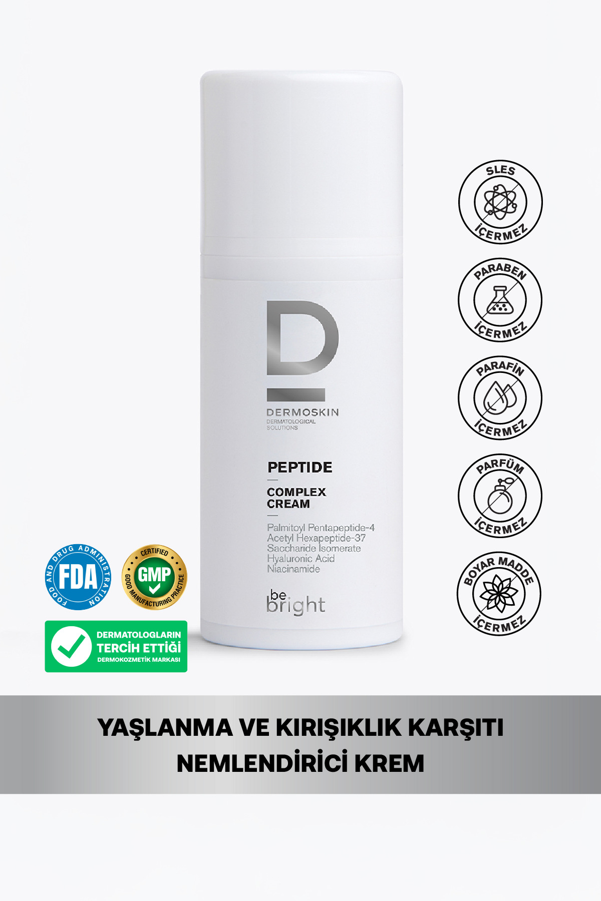 Dermoskin Be Bright Peptit Kompleks Krem | Yaşlanma ve Kırışıklık Karşıtı | Nemlendirici Krem | 33 ml