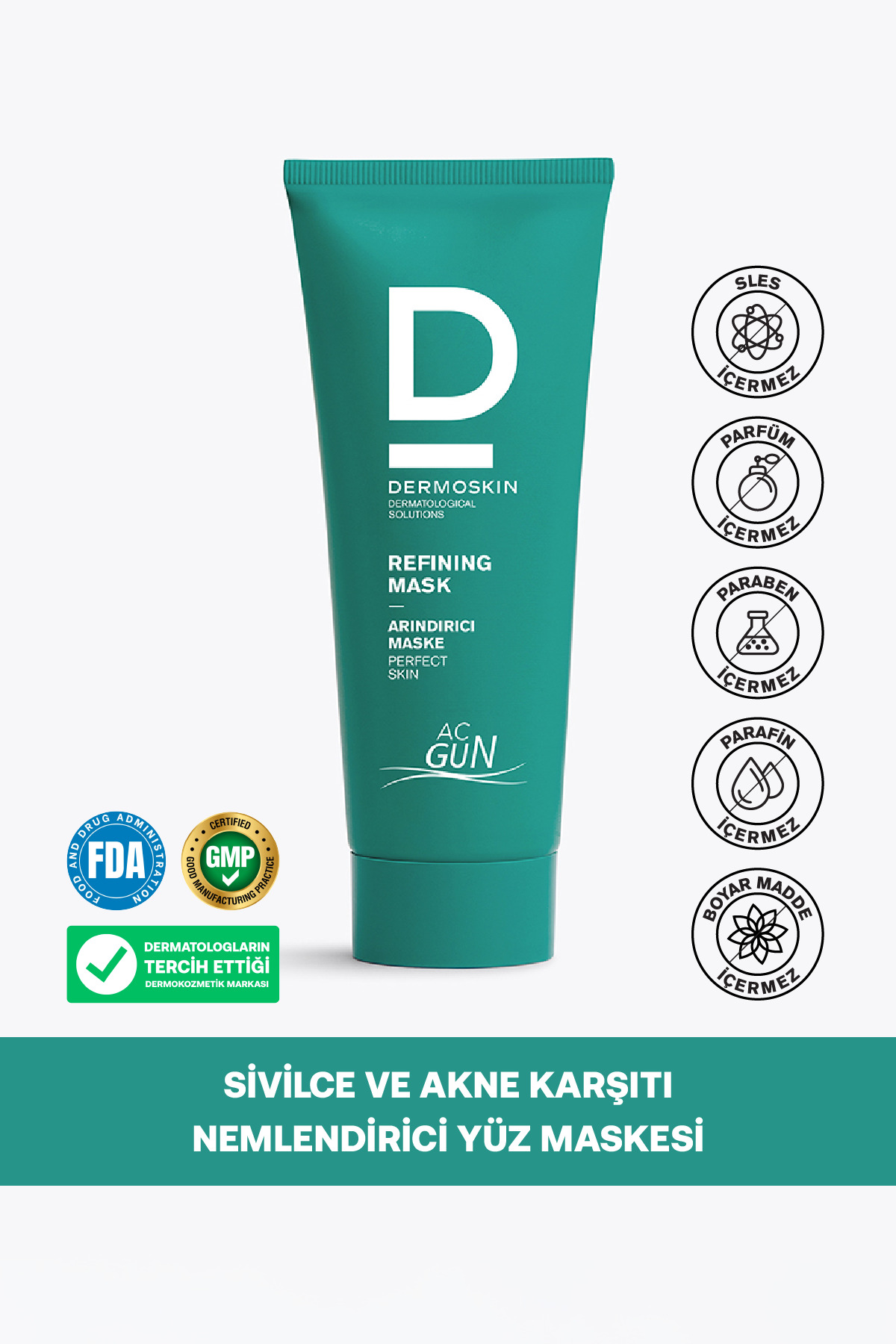 Dermoskin ACGUN Arındırıcı Scrub Maske | Sivilce ve Akne Karşıtı Nemlendirici Yüz Bakım Maskesi | 30 ml