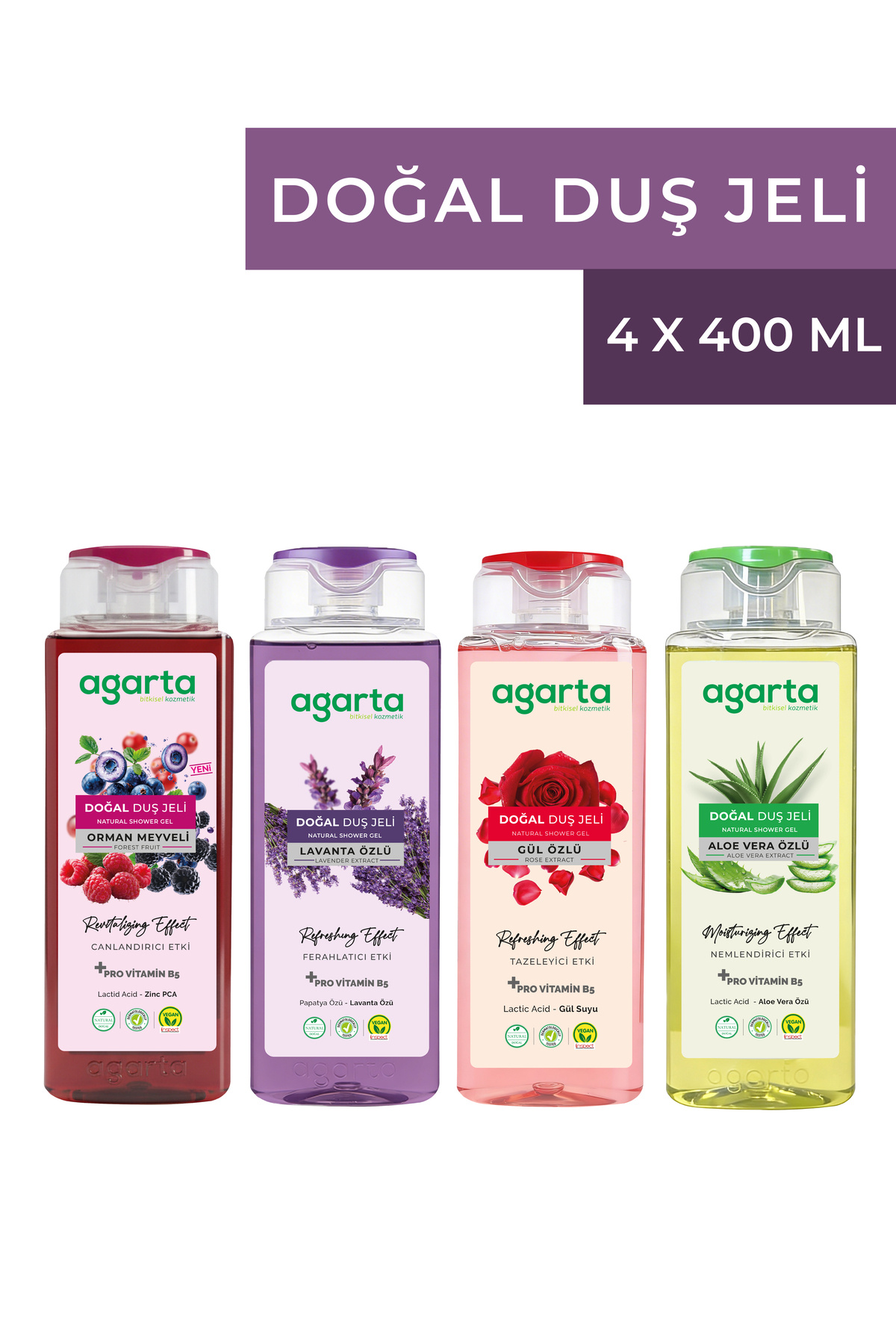 Agarta 4 Lü Set Doğal Duş Jeli 4*400 Ml