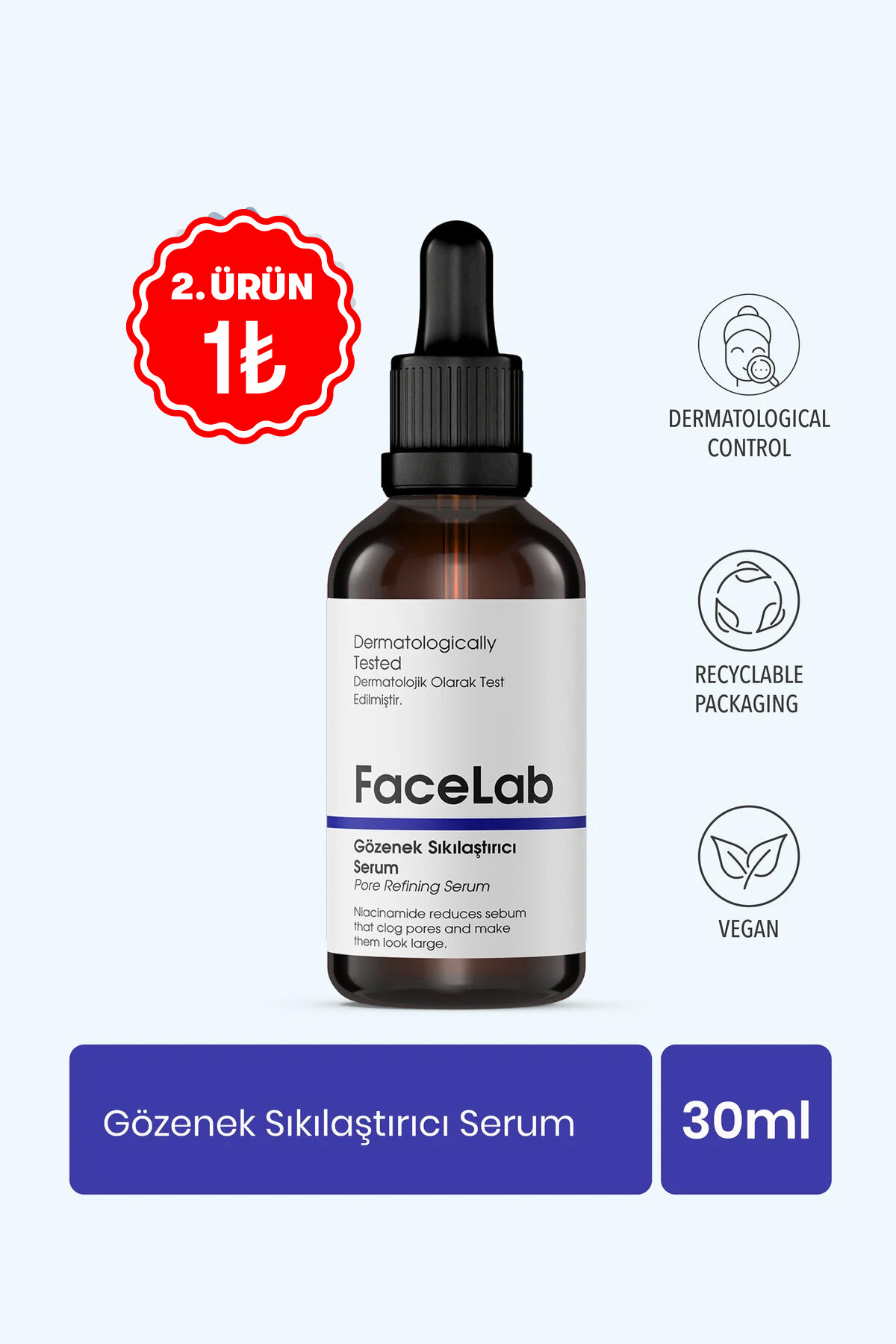 FaceLab Gözenek Sıkılaştırıcı Görünüm Destekli Serum – Niacinamide %5 & Zinc PCA Sebum Dengeleyici