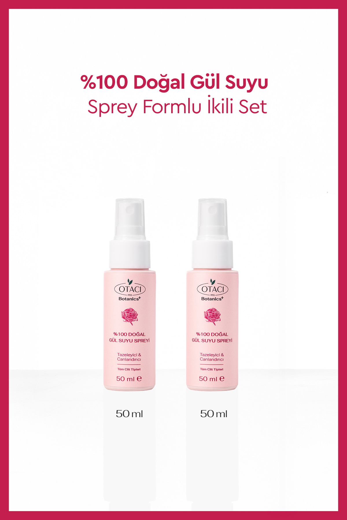 Otacı %100 Doğal Gül Suyu Spreyi İkili Paket