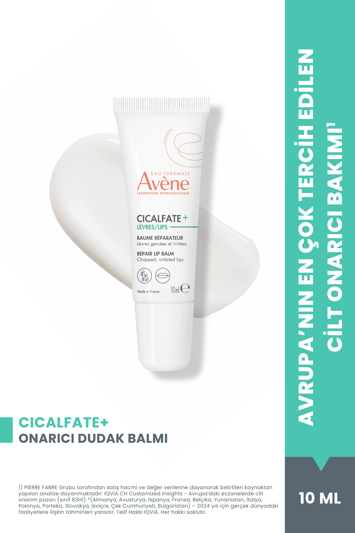 Avene Cicalfate Çatlamış ve Kurumuş Dudaklar için Onarıcı ve Nemlendirici Dudak Kremi 10 ml