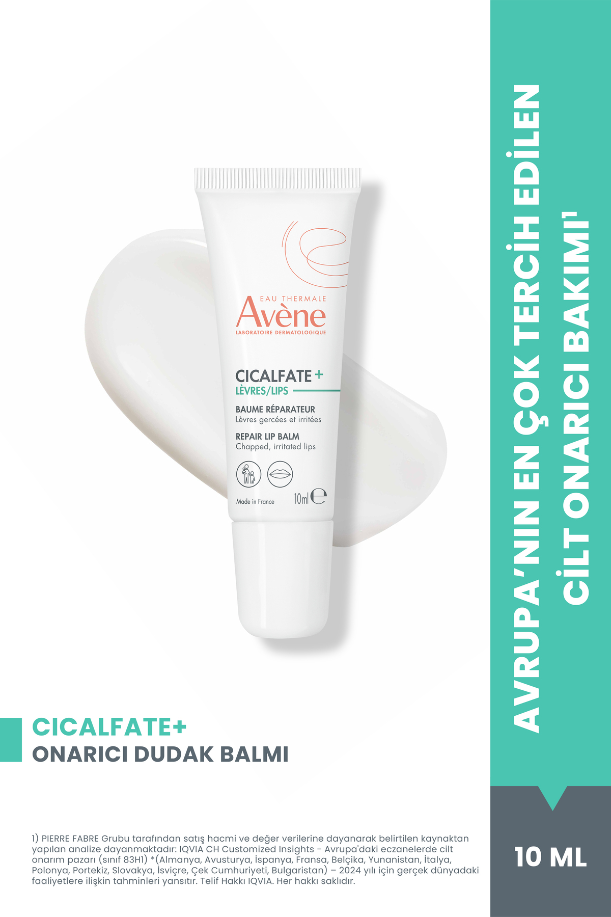 Avene Cicalfate Çatlamış ve Kurumuş Dudaklar için Onarıcı ve Nemlendirici Dudak Kremi 10 ml