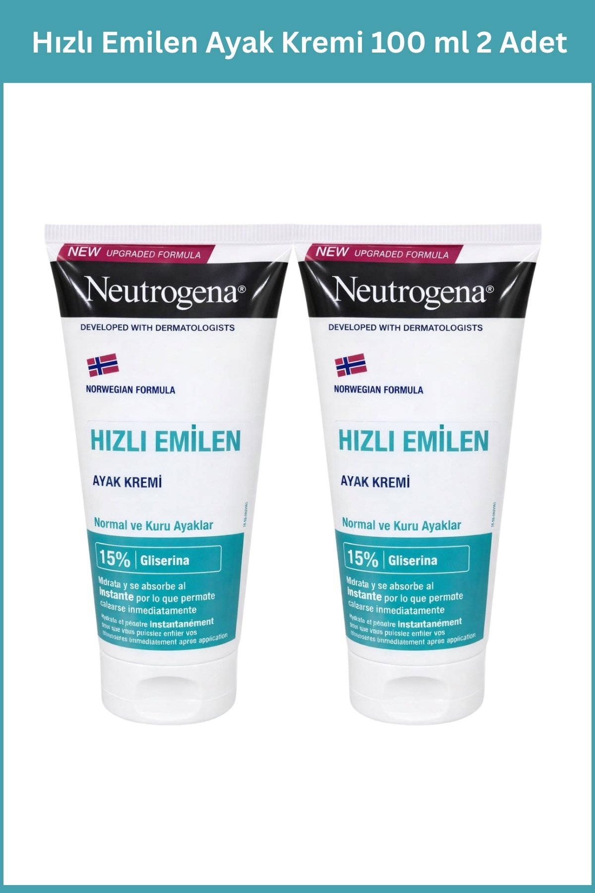 Neutrogena Norveç Formülü Hızlı Emilen Ayak Kremi 100 ml x2