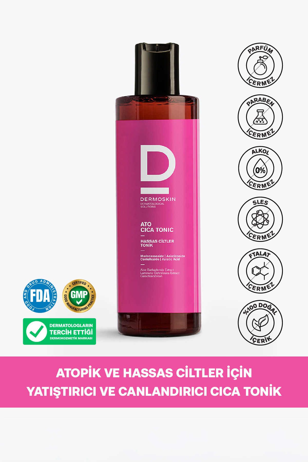 Dermoskin ATO Cica Tonik | Nemlendirici Yüz Temizleyicileri | Leke Karşıtı | Niacinamide | 200 ml