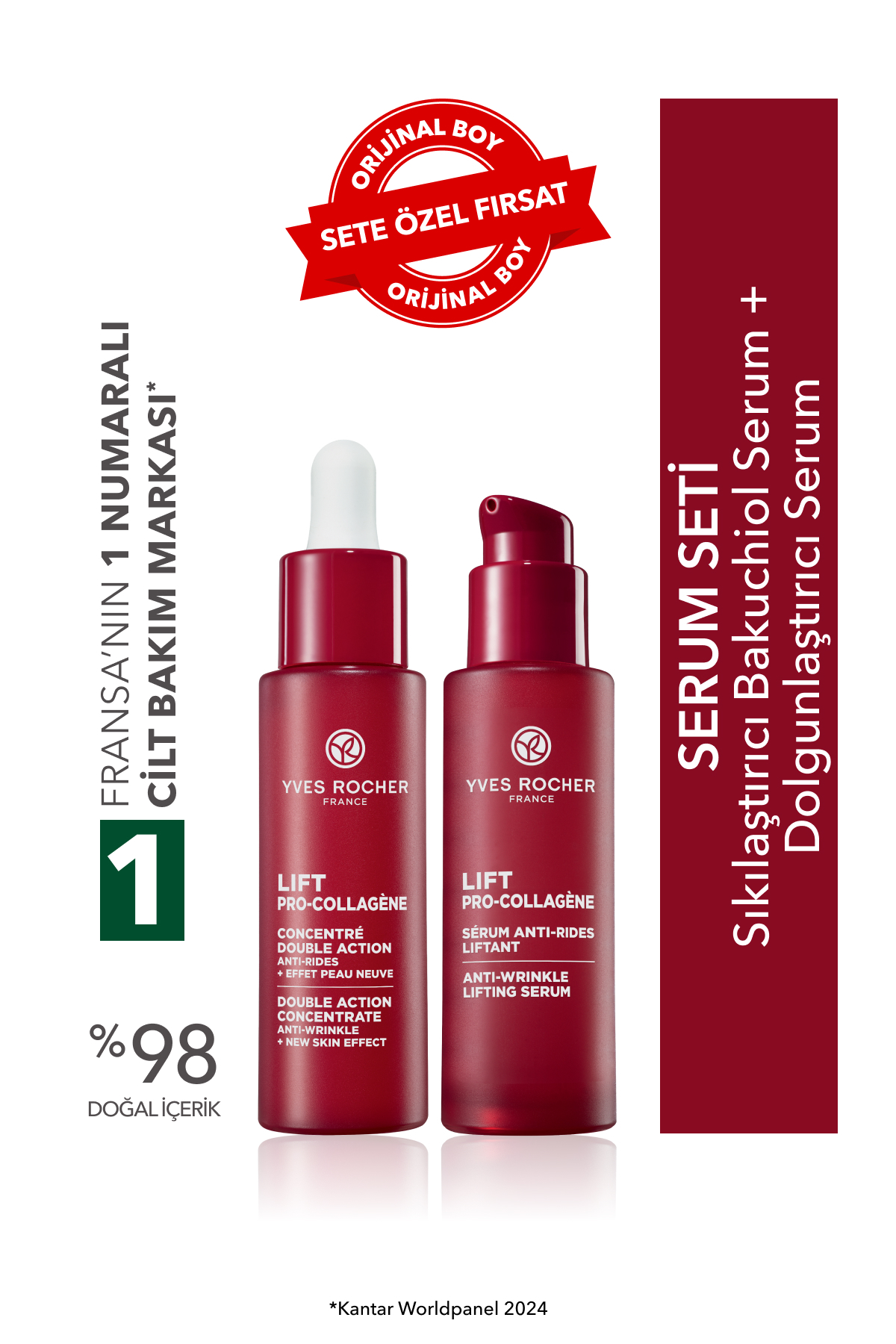 Yves Rocher Serum Seti- Dolgunlaştırıcı Serum 30 ml & Sıkılaştırıcı Bakuchiol (Bitkisel retinol) Serum 30 ml
