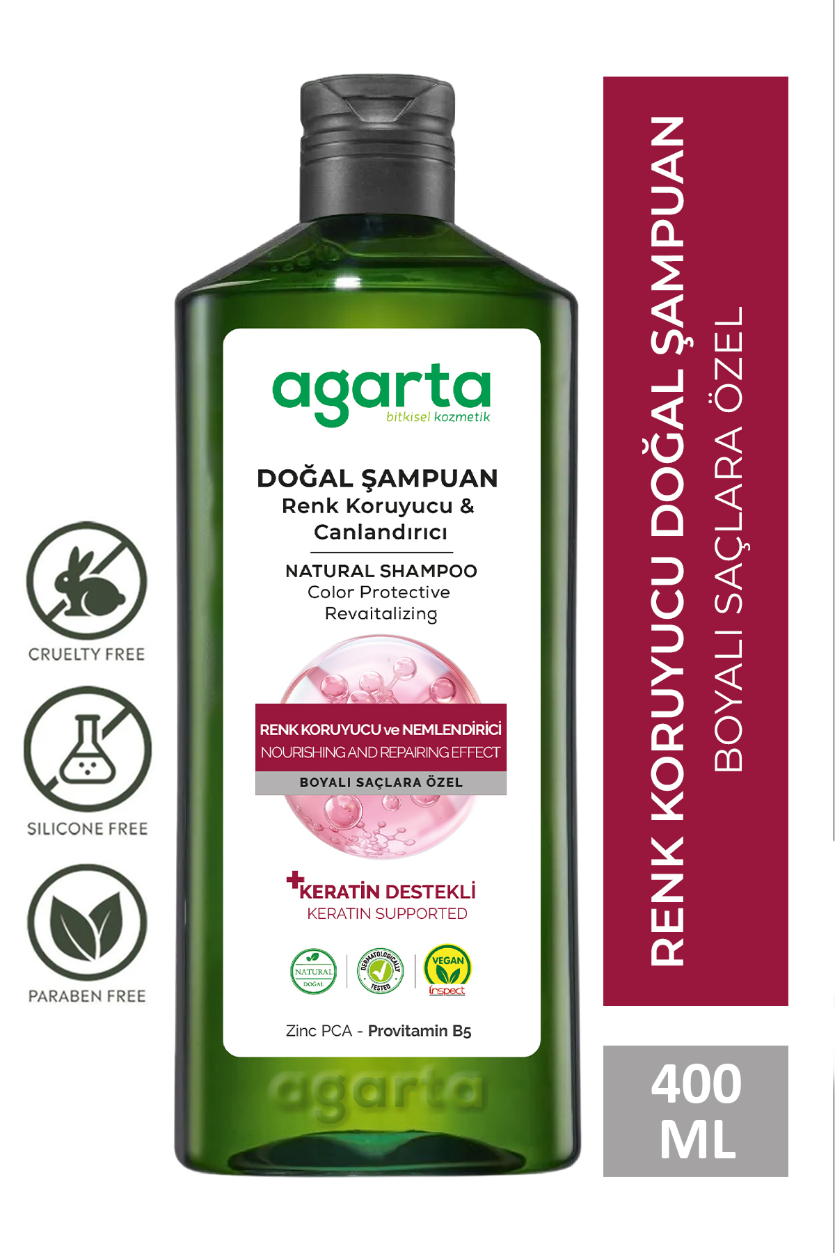 Agarta Boyalı Saçlar Için Renk Koruyucu Ve Canlandırıcı Tuzsuz Şampuan 400ml