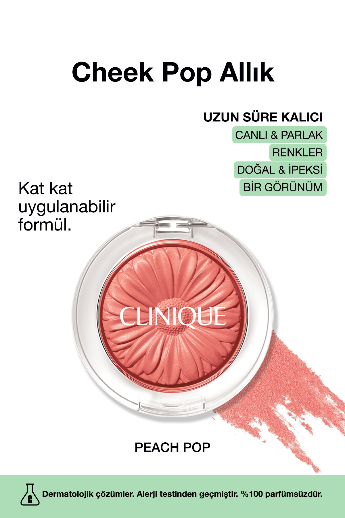 Clinique Cheek Pop Allık - Renk: Peach Pop 3.5g | Uzun Süre Kalıcı, Doğal ve İpeksi Formül