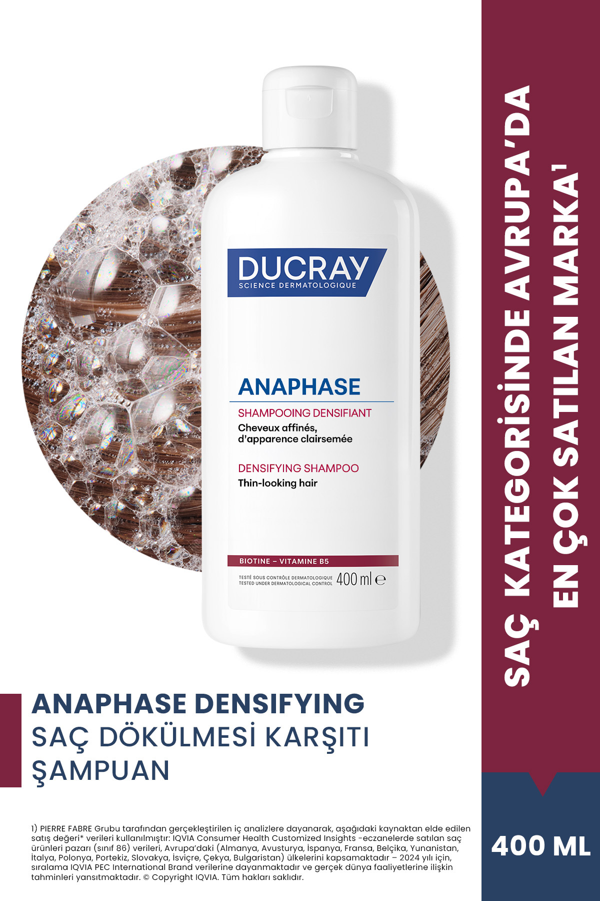 Ducray Anaphase Densifying Saç Dökülmesine Karşı Şampuan İncelmiş ve Seyrekleşmiş Saçlar için 400 ml