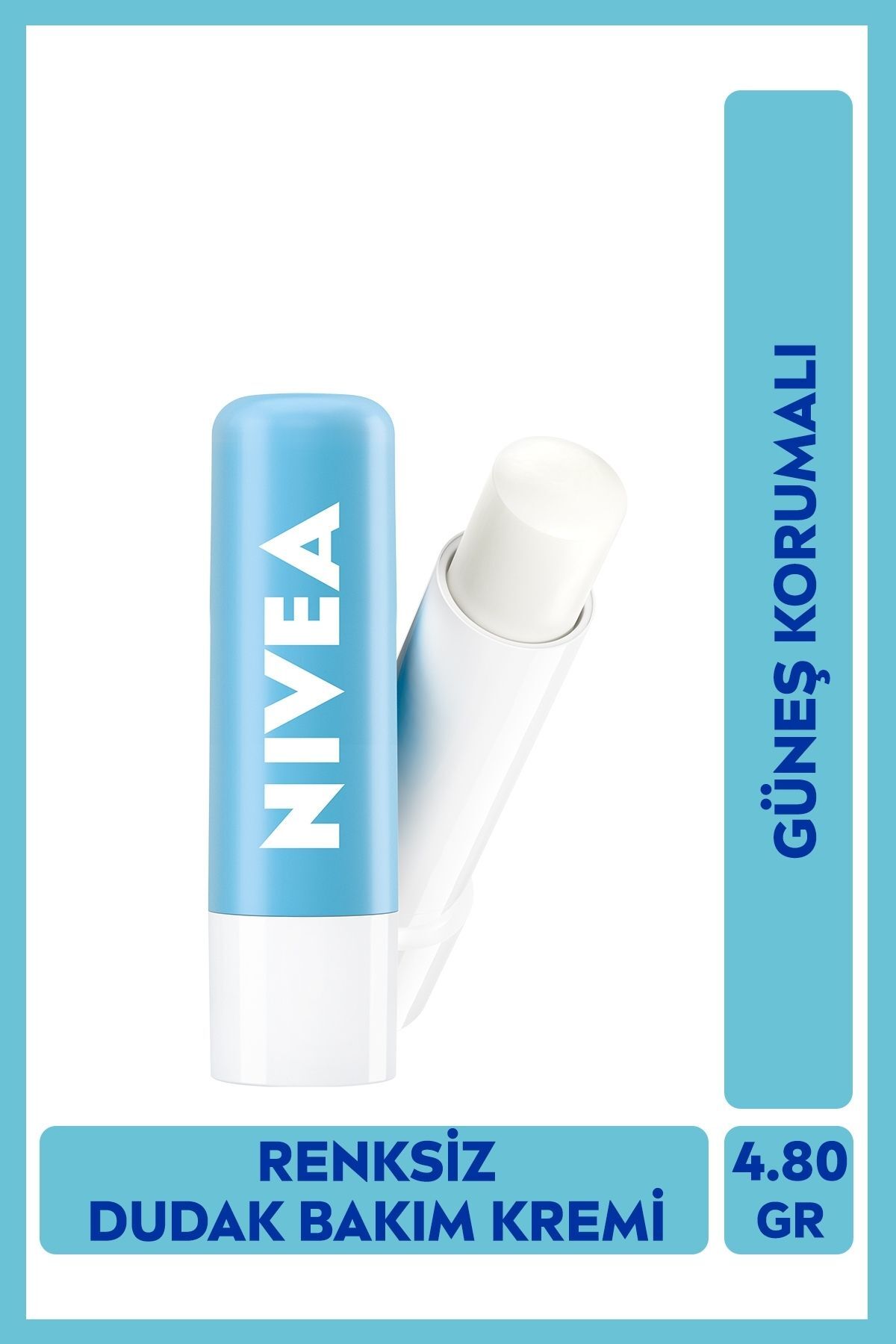 NIVEA Hydro Care Renksiz Dudak Bakım Kremi, 24 Saat Nemlendirici, SPF5 Güneş Koruyucu, Pürüzsüz Dudak