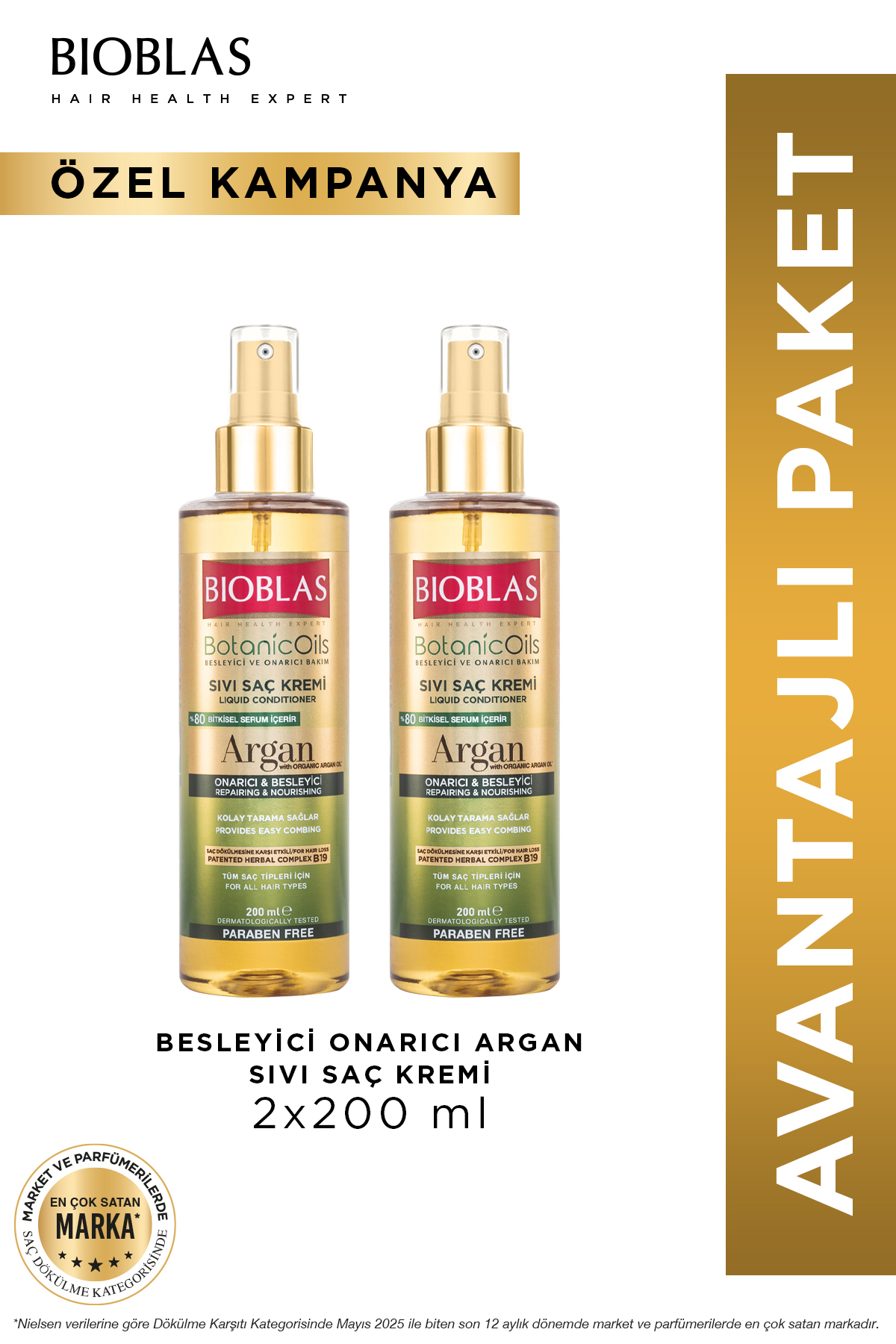 Bioblas Botanic Oils Argan Yağlı Sıvı Saç Kremi 2 x 200 Ml Onarıcı Bakım Kremi