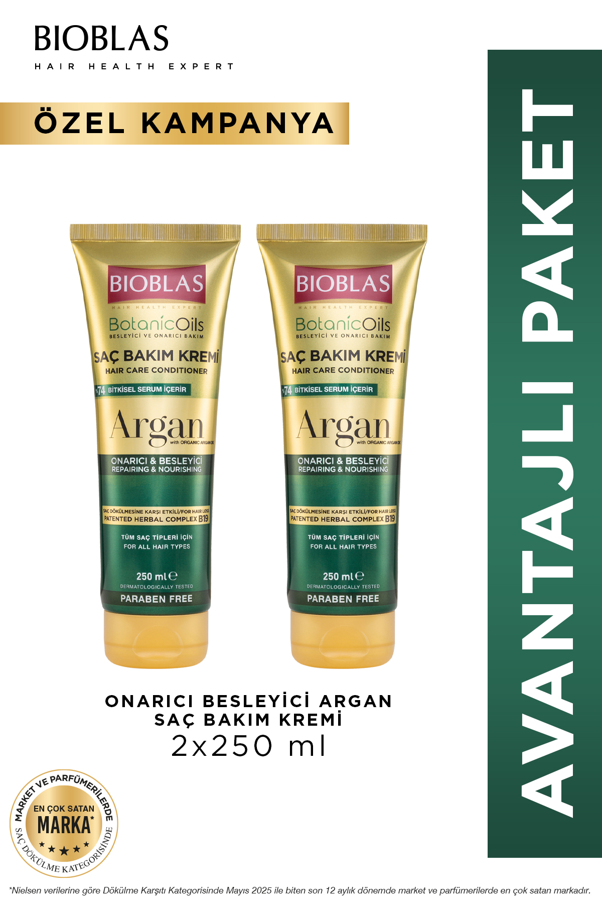 Bioblas Botanic Oils Argan Yağlı Saç Kremi 2 x 250 Ml Onarıcı Argan Saç Bakım Kremi