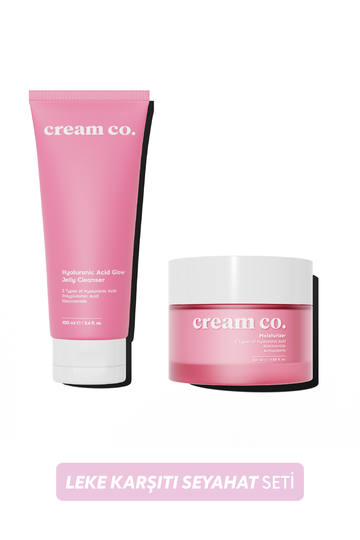 Cream Co. Leke Karşıtı Seyahat Seti Canlandırıcı Su Bazlı Temizleyici Nemlendirici Aydınlatıcı Hyaluronik Asit