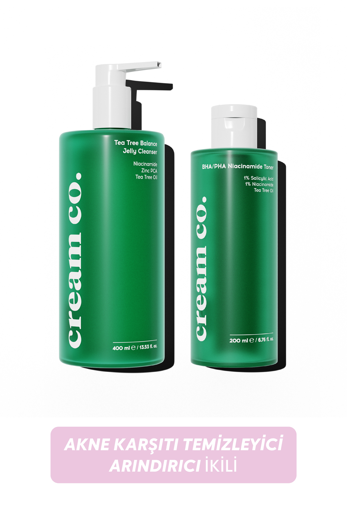 Cream Co. Akne & Leke Karşıtı Yağ Dengeleyici Temizleyici Arındıcı İkili (Niacinamide + Çay Ağacı Yağı)