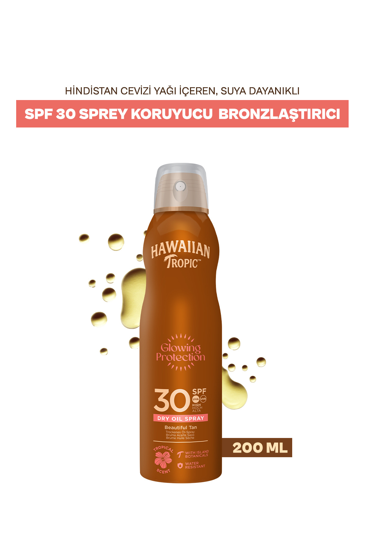 Hawaiian Tropic Glowing Protection Dry Oil Koruyucu & Bronzlaştırıcı Sprey-SPF30