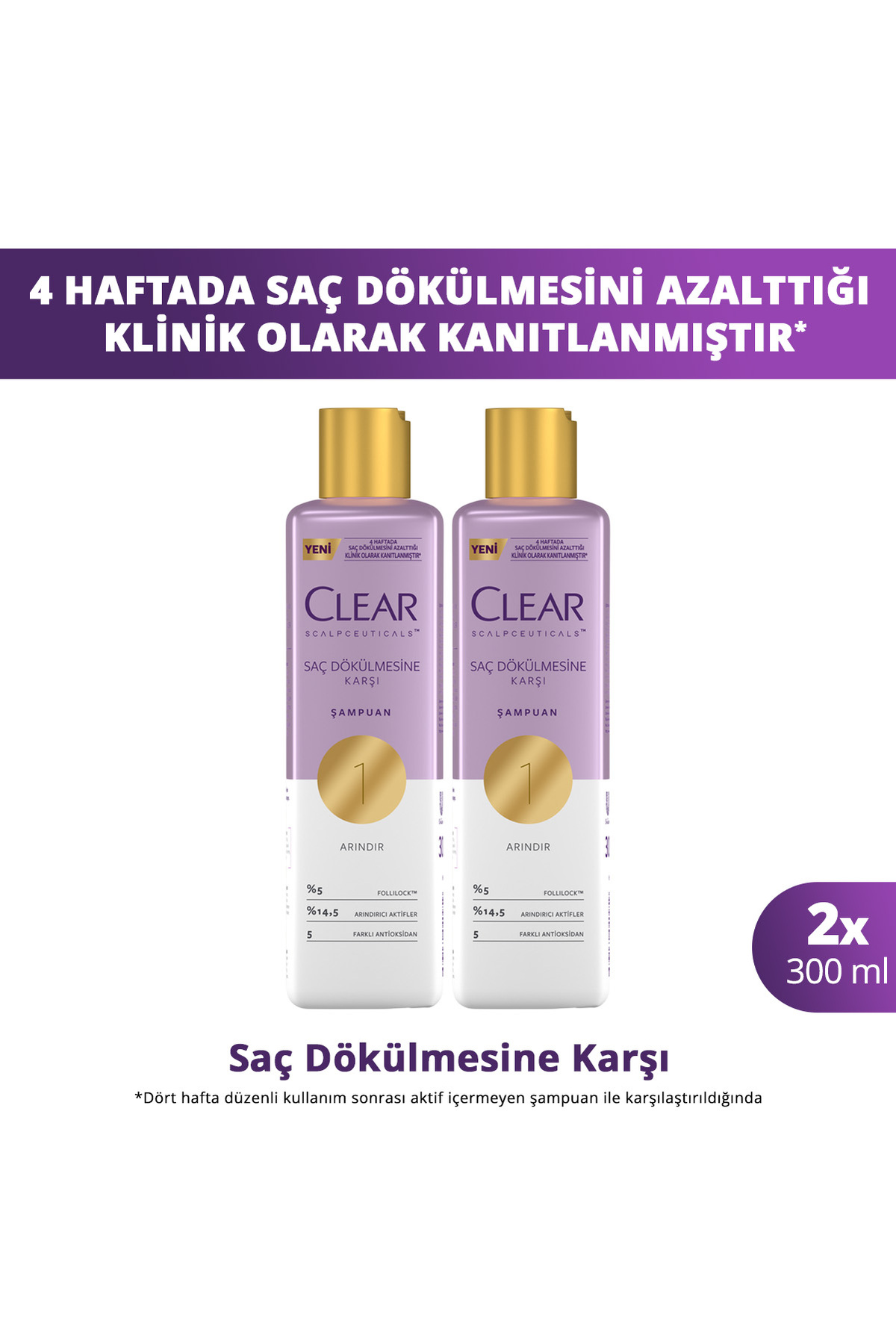 Clear Scalpceuticals Saç Bakım Şampuanı Saç Dökülmesine Karşı 300 ml X2