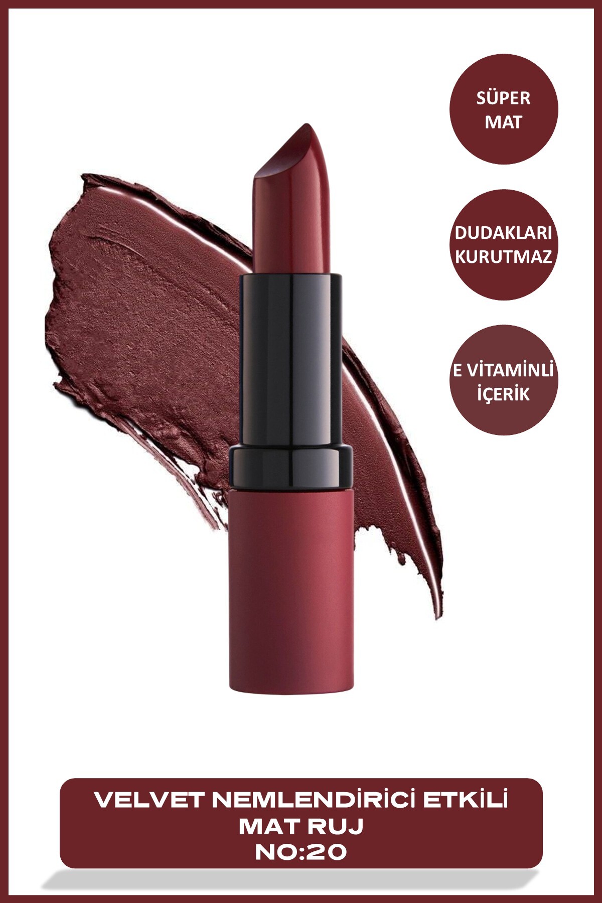 Golden Rose Velvet Matte Lipstick No: 20 - Yoğun Pigmentli Kadifemsi Mat Ruj