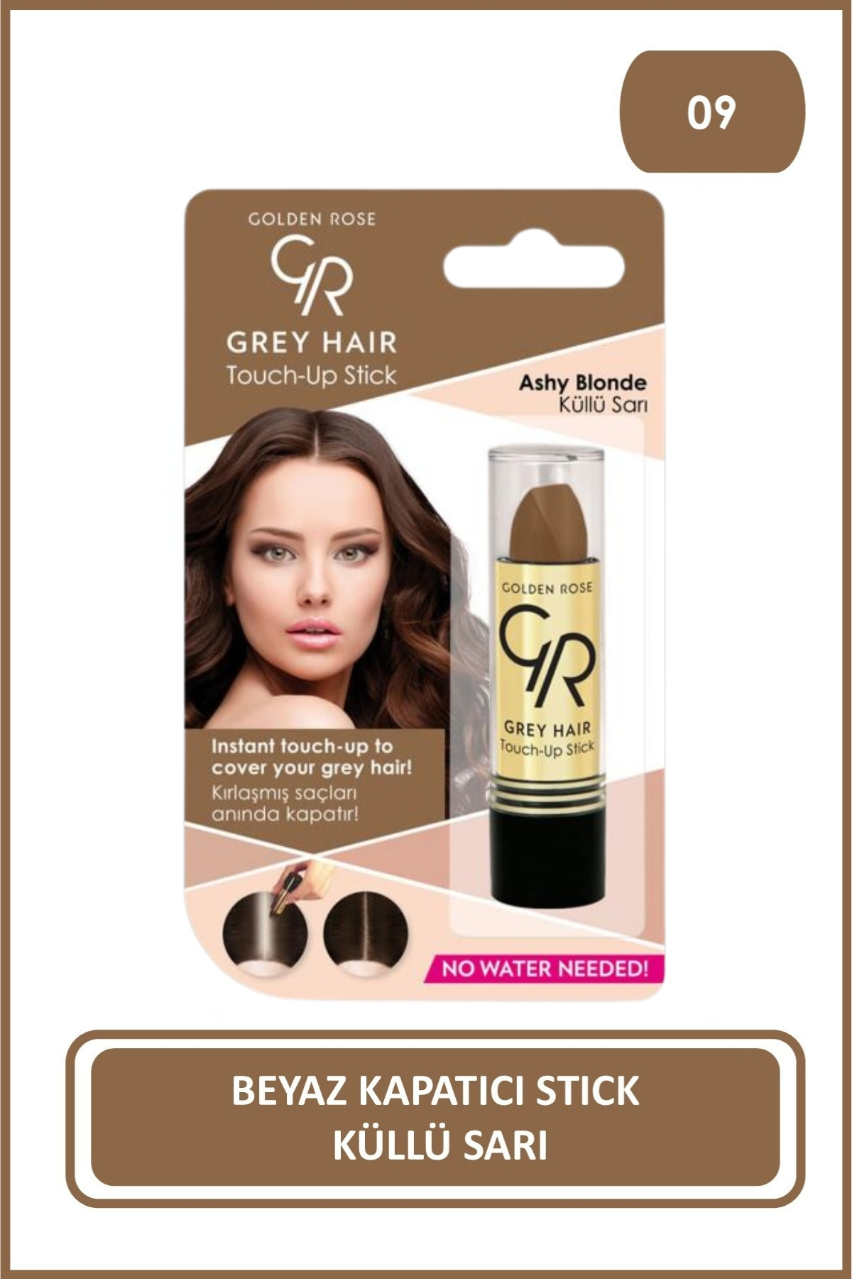 Golden Rose Grey Hair Touch-up Stick No: 09 Ashy Blonde - Beyaz Saç Kapatıcı - Küllü Sarı
