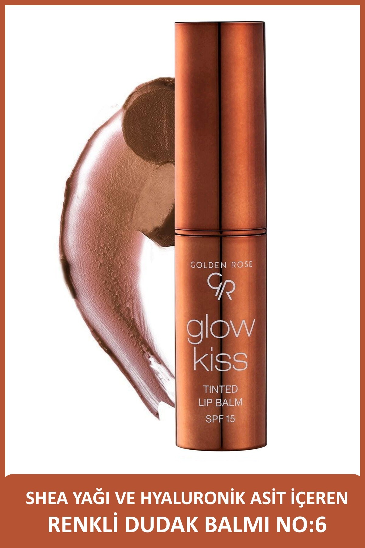 Golden Rose Glow Kiss Tinted Lip Balm SPF15 Shea & Hyaluronik Asitli Renkli Dudak Balmı - 06 Choca Cake 3 g