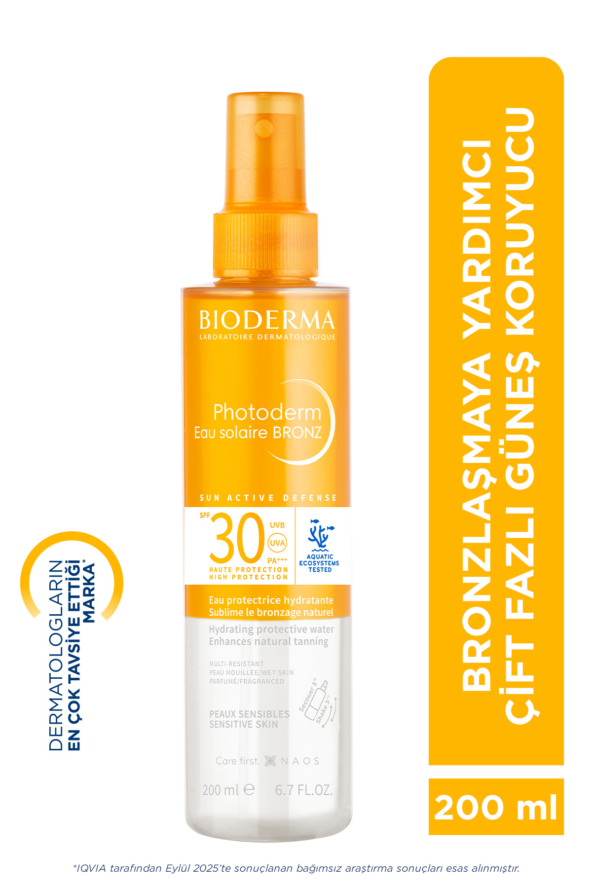 Bioderma Photoderm Bronz Sun SPF30 Yüz,Vücut, Saç İçin Çift Fazlı Bronzlaştırıcı Güneş Suyu 200 ML