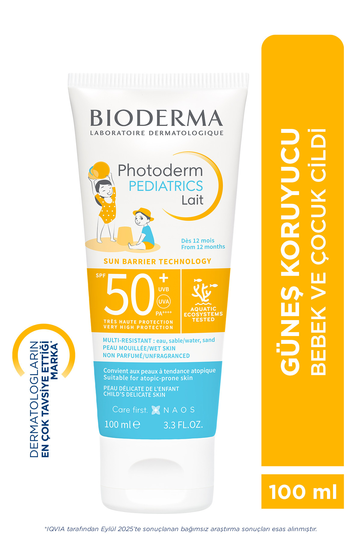 Bioderma Photoderm Pediatrics Lait SPF50+ Antioksidan Yüksek Korumalı Süt Formda Çocuk Güneş Kremi 100 ML