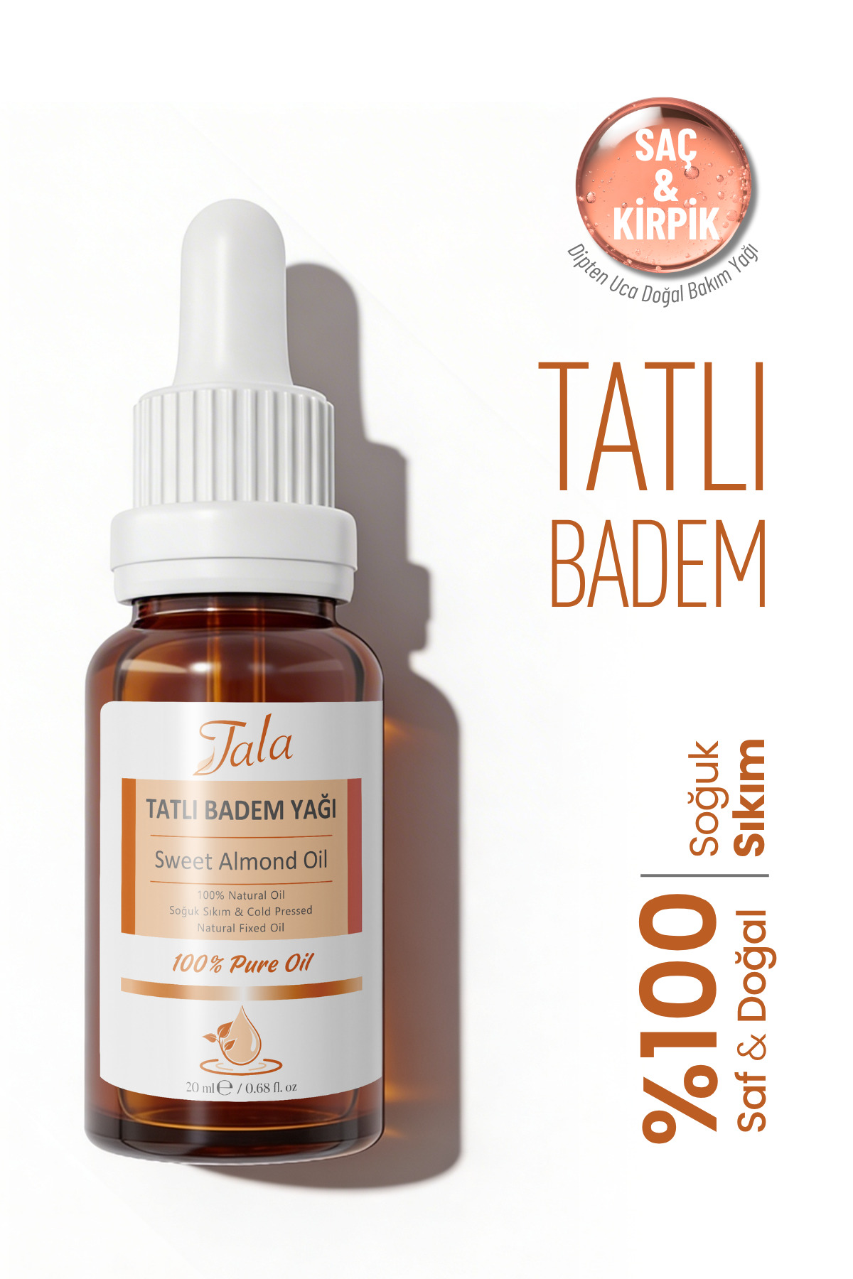 Tala Tatlı Badem Yağı %100 Saf ve Doğal Soğuk Sıkım 20 Ml