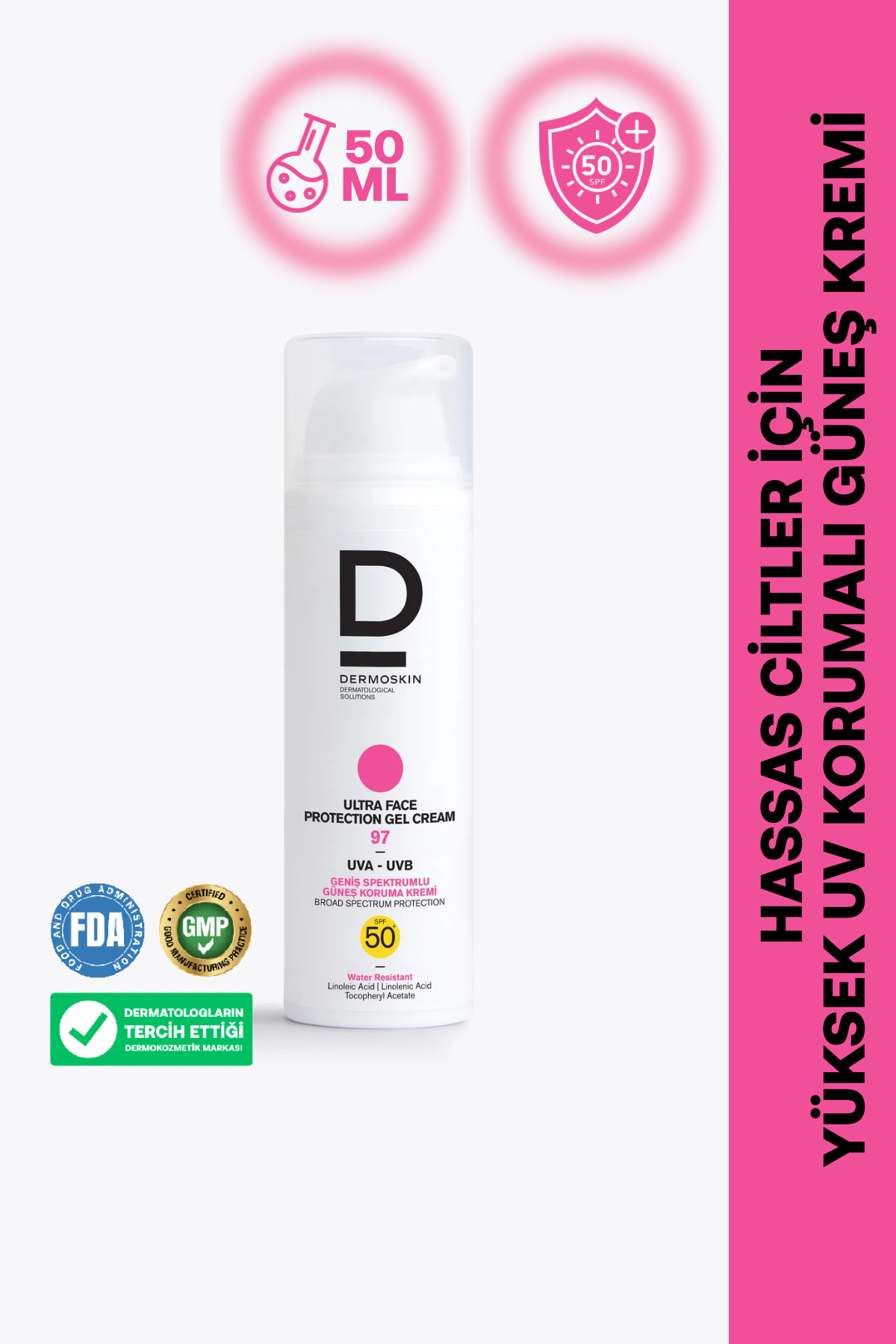 Dermoskin SPF 50+ | UVA - UVB | Geniş Spektrumlu Güneş Koruma Kremi | Broad Spectrum Protection