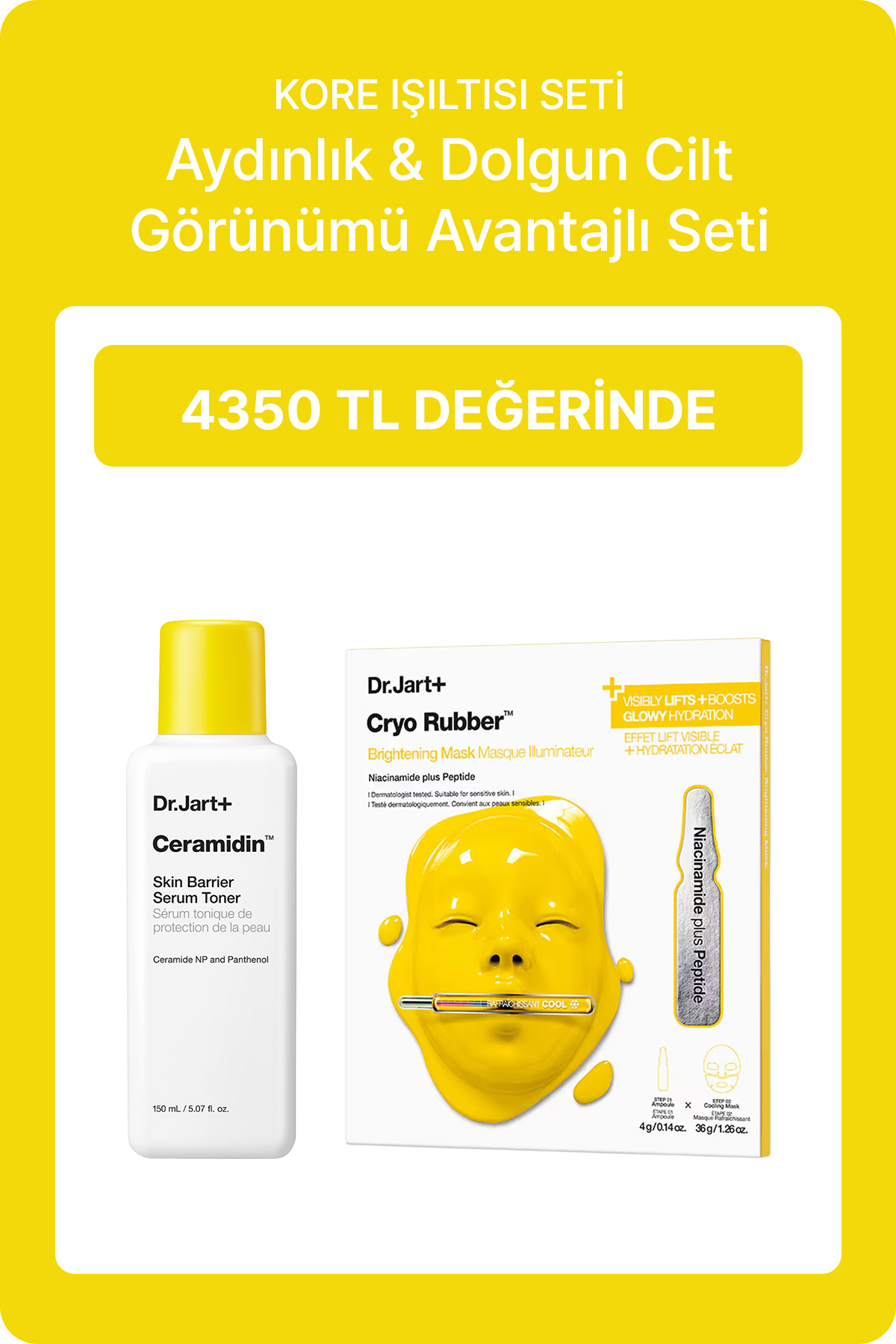 Dr.Jart+ Cilt Bariyeri Güçlendirici & Aydınlatıcı Delüks Bakım Seti | Cryo Rubber Maske + Tonik 150ml