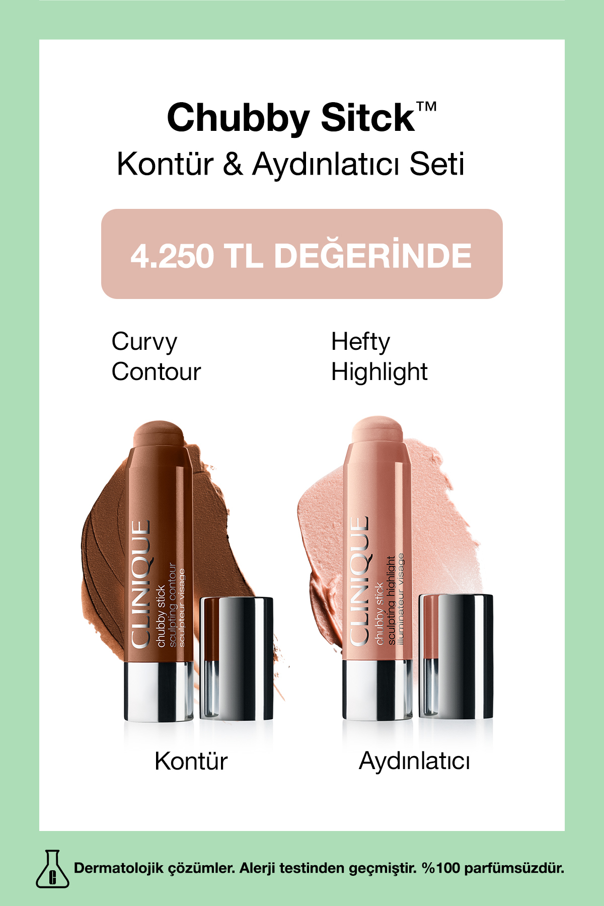 Clinique Chubby Stick™ Kontür & Aydınlatıcı Seti | Yağsız Krem Formül