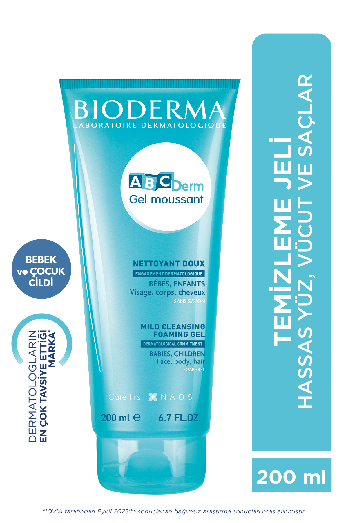 Bioderma ABCDerm Foaming Cleanser Yenidoğan, Bebek, Çocuk Hassas Cilt Yüz, Saç, Vücut Temizleme Jeli 200 ml