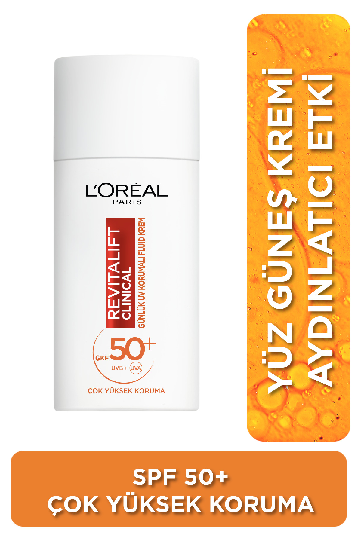 L'Oreal Paris SPF 50+ UV Korumalı Aydınlatıcı C ve E Vitaminleri İçeren Yüz Güneş Kremi 50ml