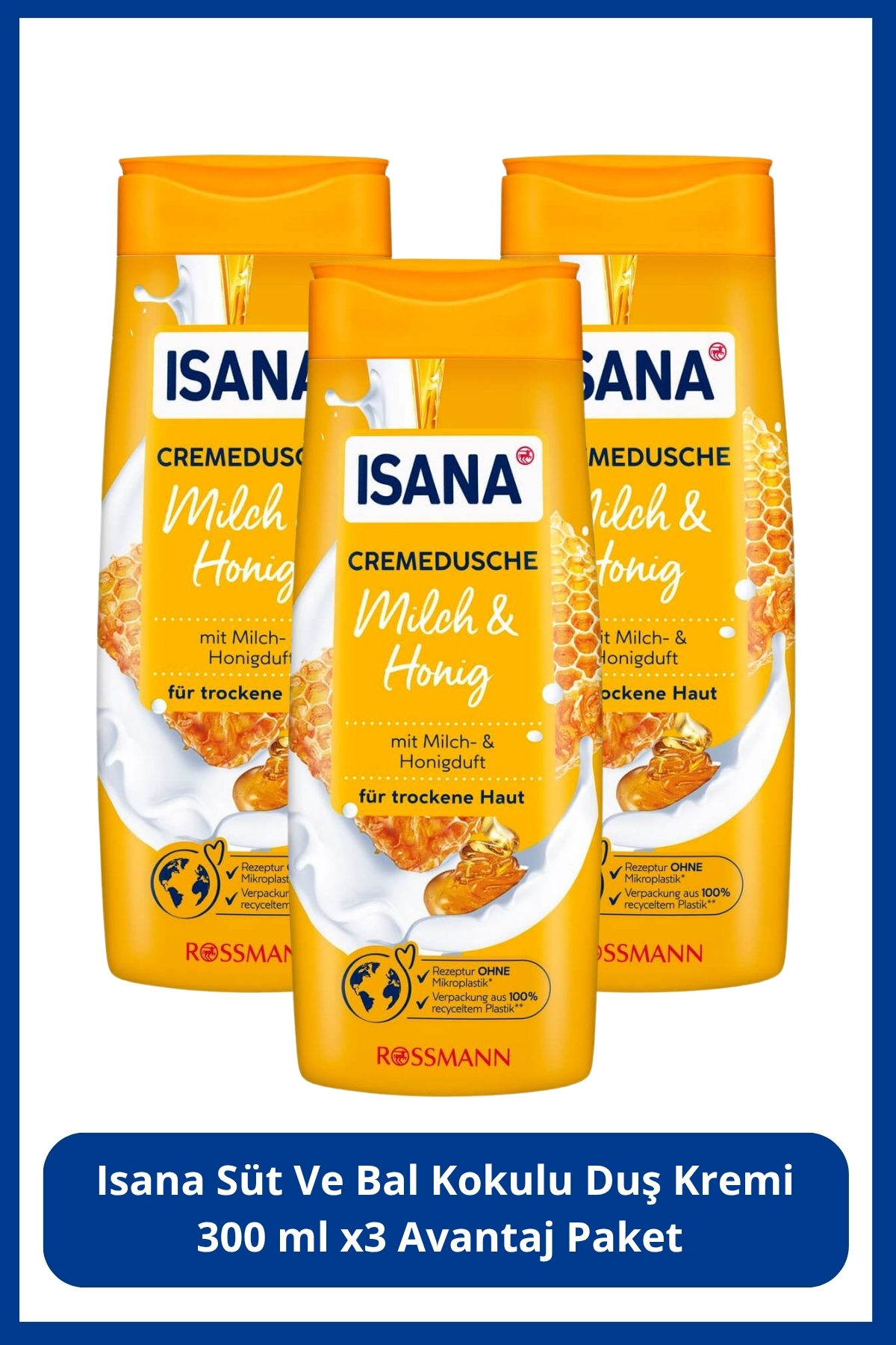 ISANA Süt Ve Bal Kokulu Duş Kremi 300 ml X3 Adet