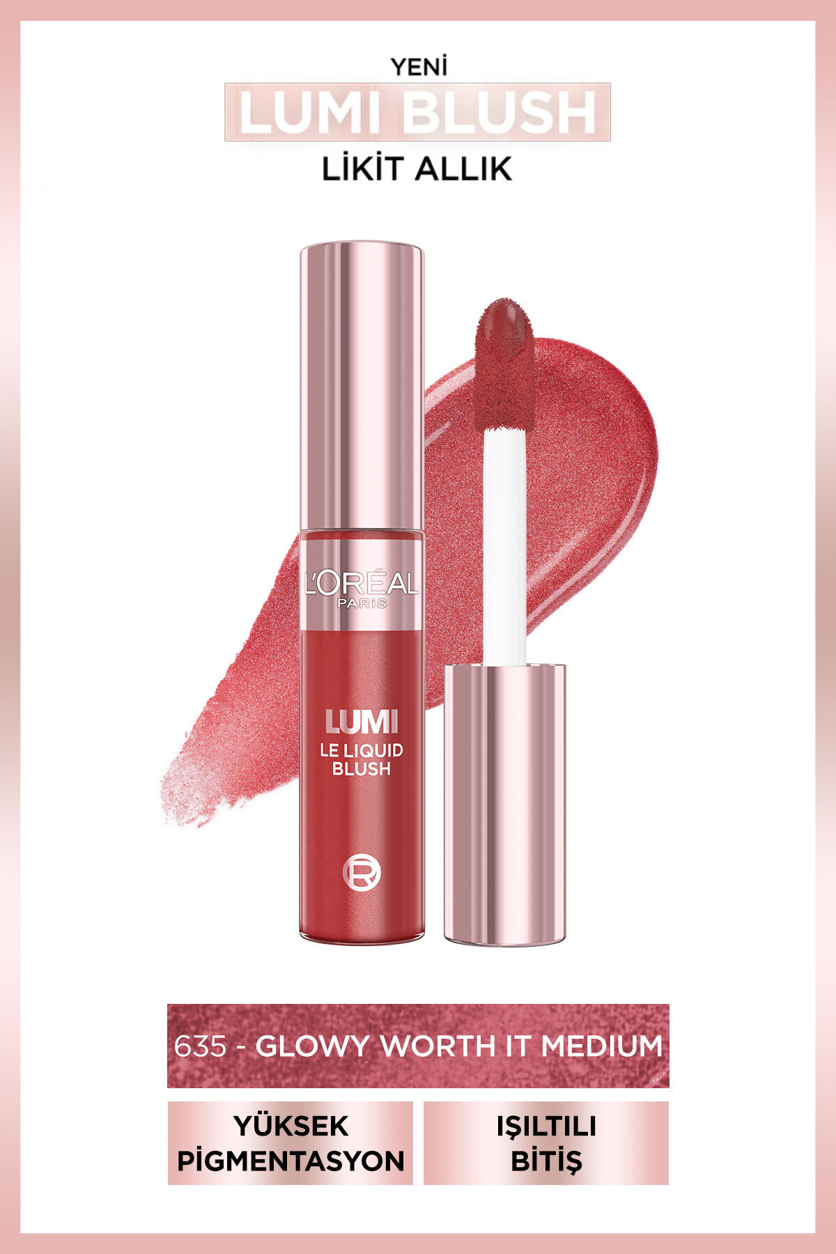 L'Oreal Paris L’Oréal Paris Lumi Blush Likit Allık - 635 Glowy Worth It Medium