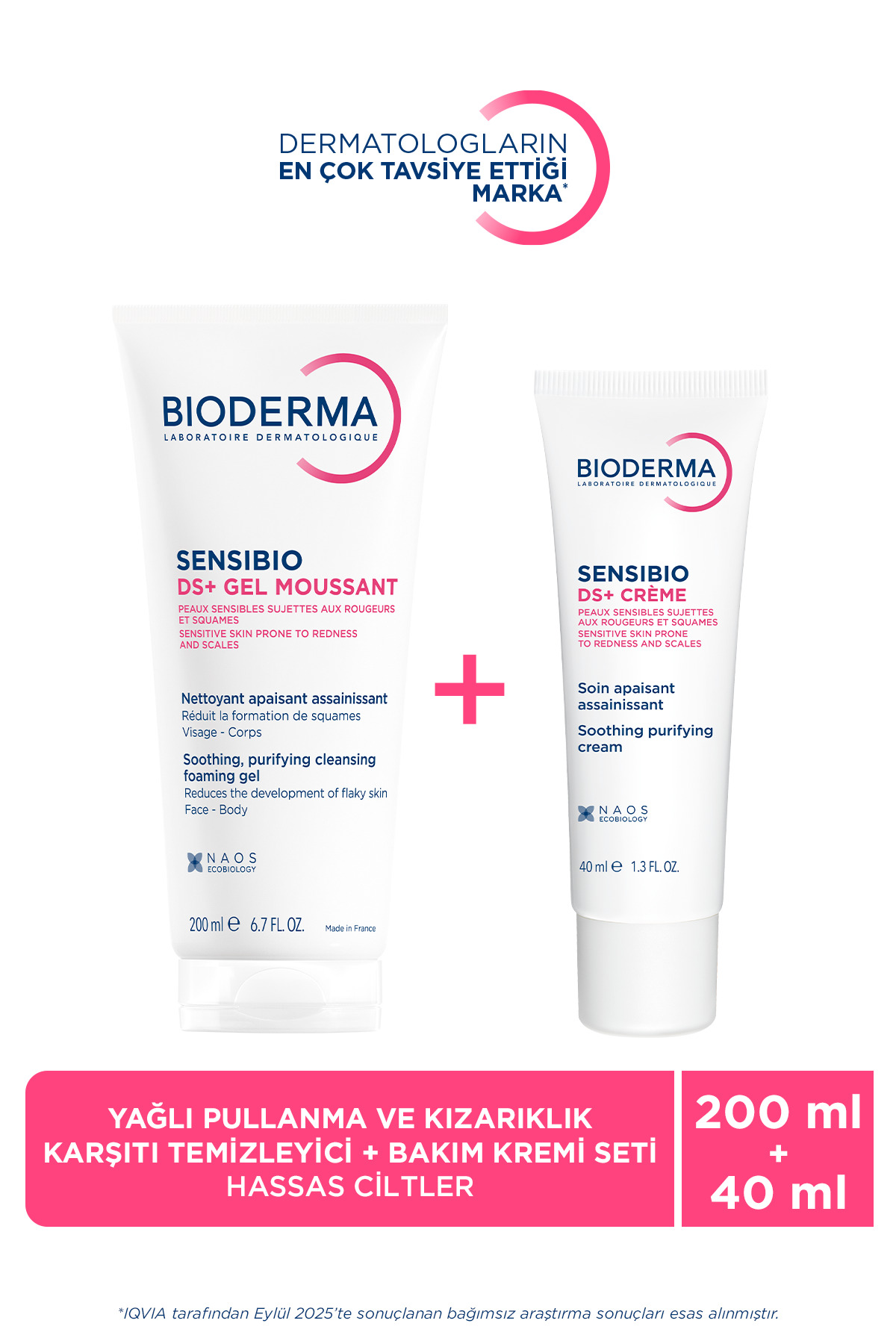 Bioderma Hassas Ciltler Yağlı Pullanma ve Kızarıklık Karşıtı Yatıştırıcı Bakım Kremi & Temizleyici 2'li Set
