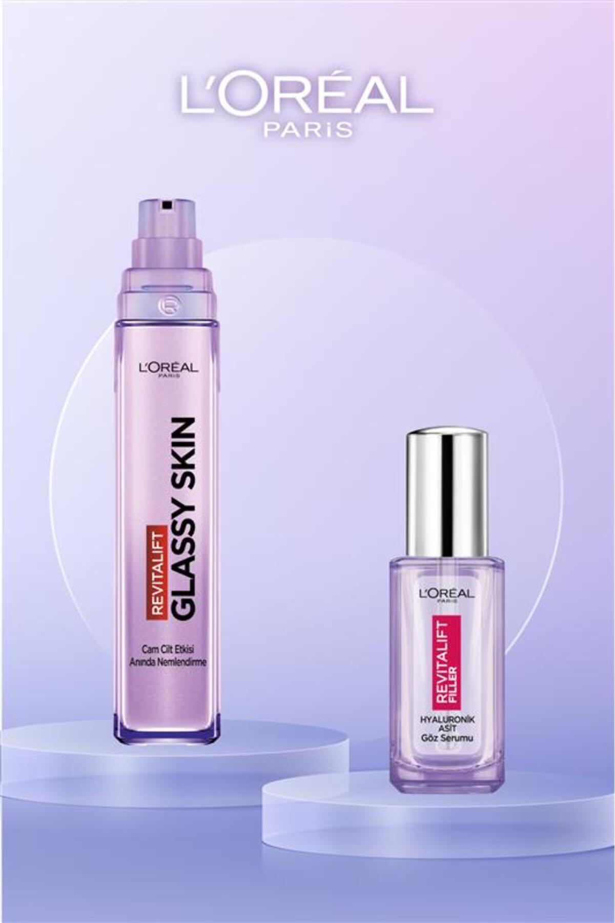 L'Oreal Paris Revitalift Filler Glassy Skin Cam Cilt Görünümü Veren Krem 50 ml + Göz Serumu 20 ml Set