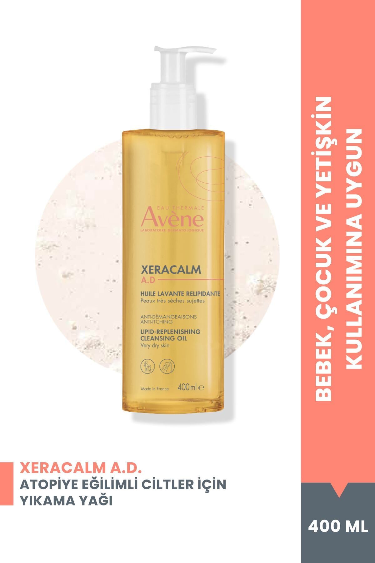 Avene XeraCalm A.D Atopiye Eğilimli Ciltler için Yıkama Yağı 400 ml
