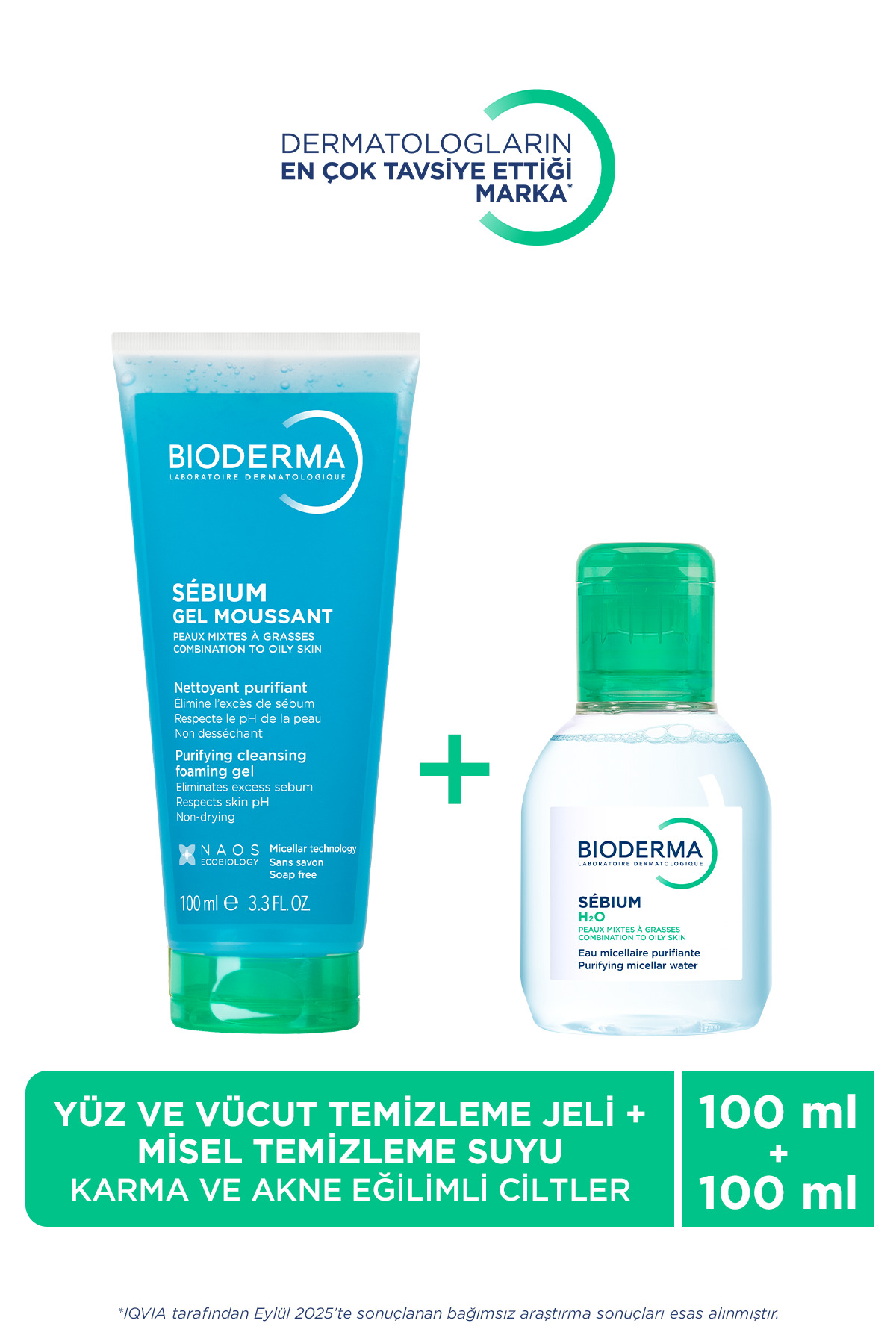 Bioderma Sebium Eğilimli Ciltler İçin Temizleyici Misel Su 100ml & Yüz Temizleme Jeli 100ml