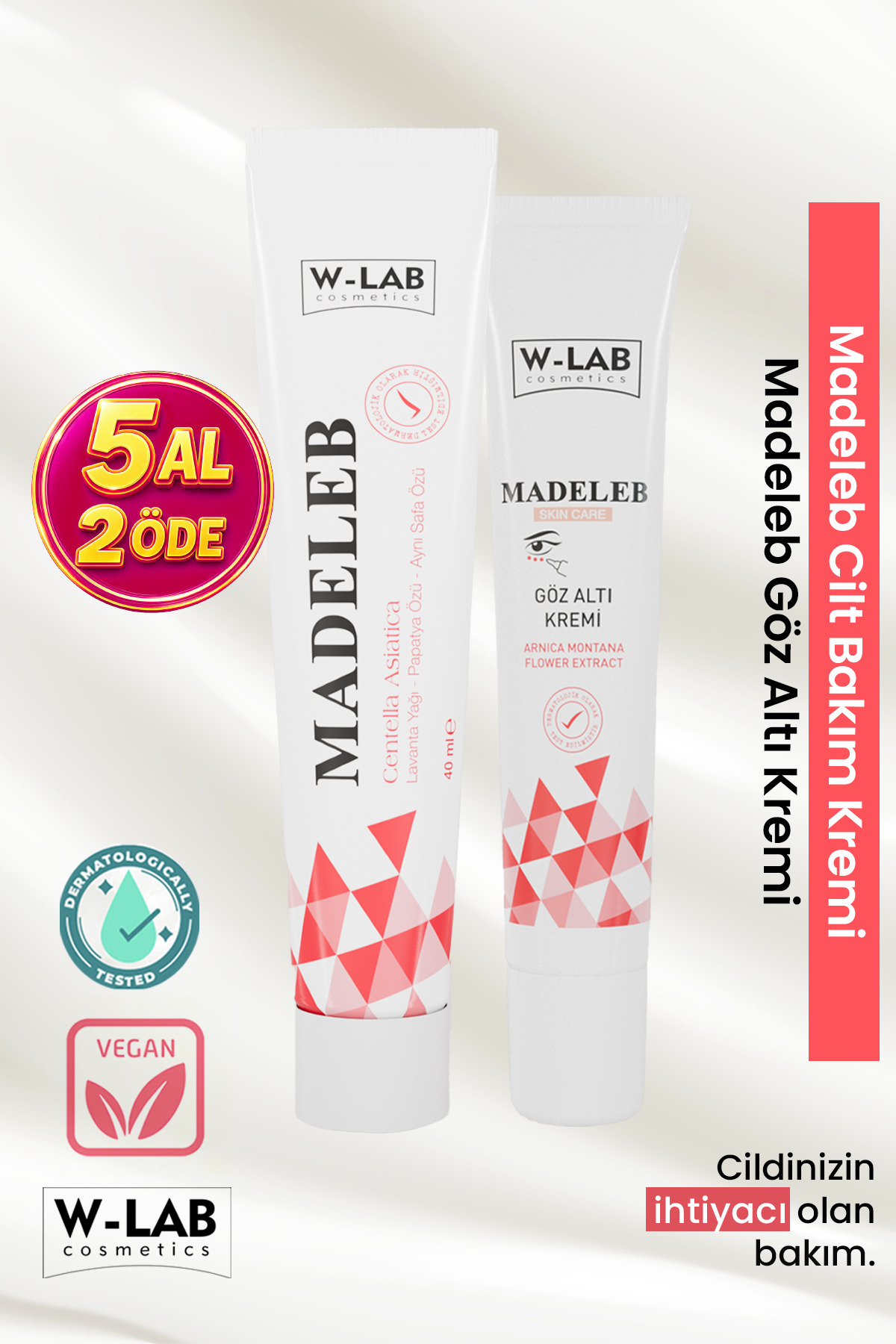 W-Lab Cosmetics Madeleb Krem 40 ml + Madeleb Göz Altı Krem 20 ml Set