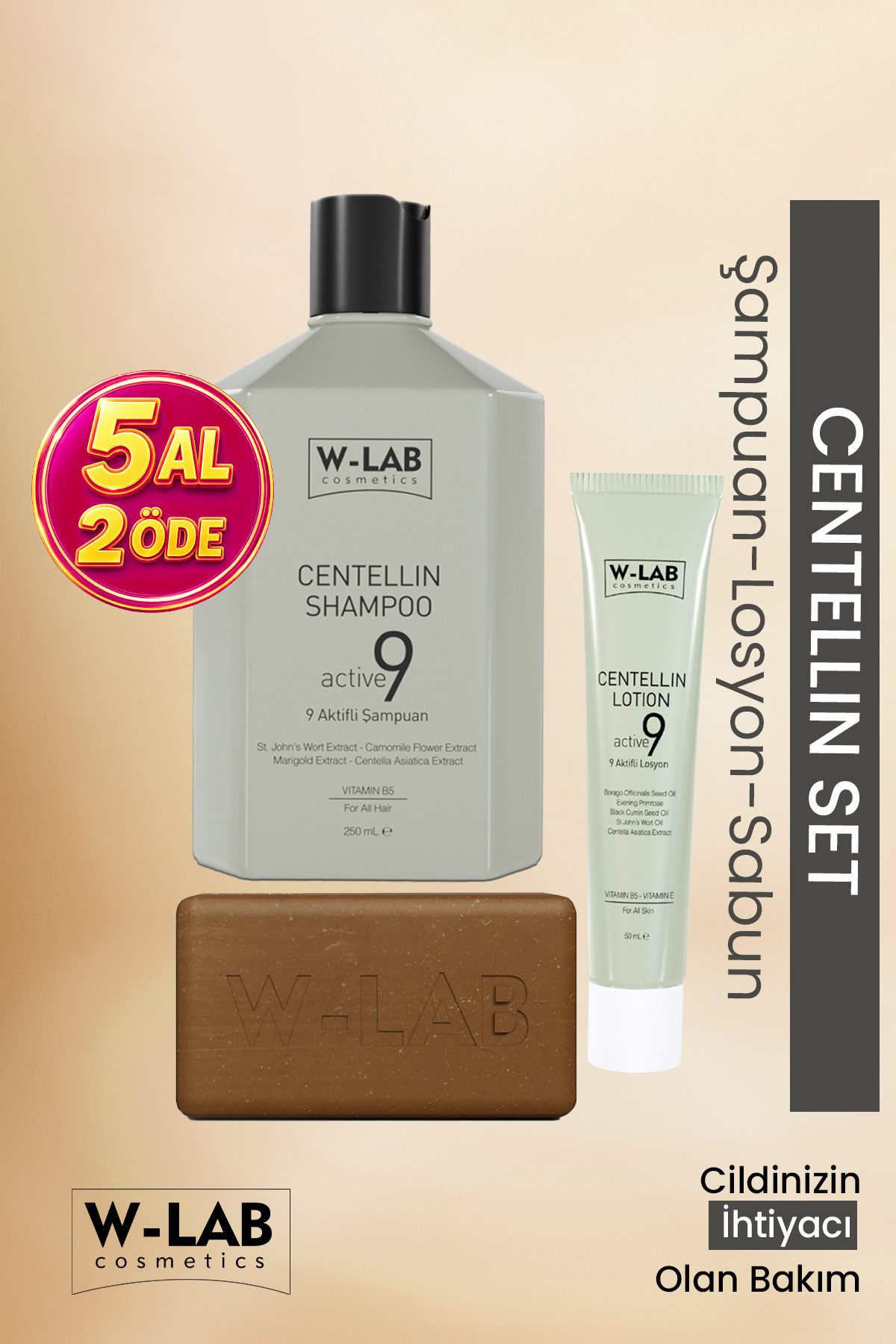 W-Lab Cosmetics Centellin Set Şampuan - Losyon - Sabun / Egzama, Pullanma, Sedef, Kepek, Kaşıntıya Karşı Etkili