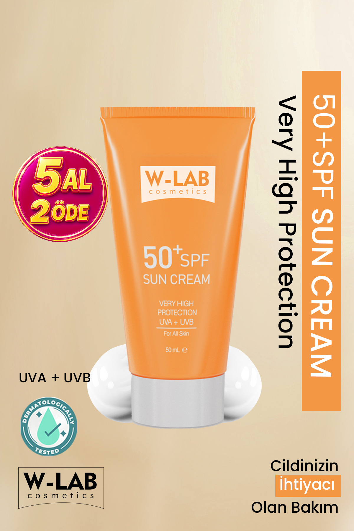 W-Lab Cosmetics Koruyucu 50+Spf Güneş Kremi 50 ml