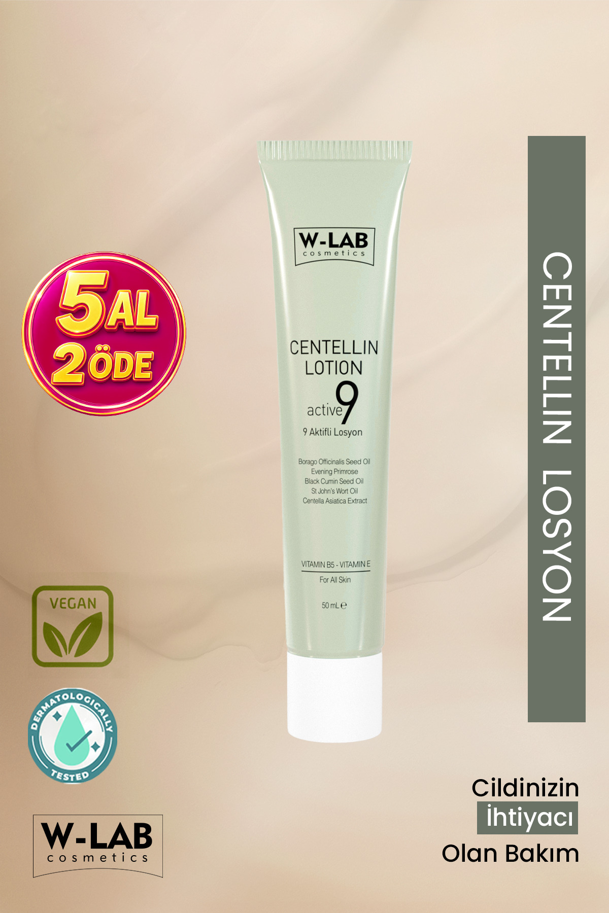 W-Lab Cosmetics Centellin 9 Aktifli Losyon 50 ml Egzama, Pullanma, Sedef, Kepek, Kaşıntıya Karşı Etkili