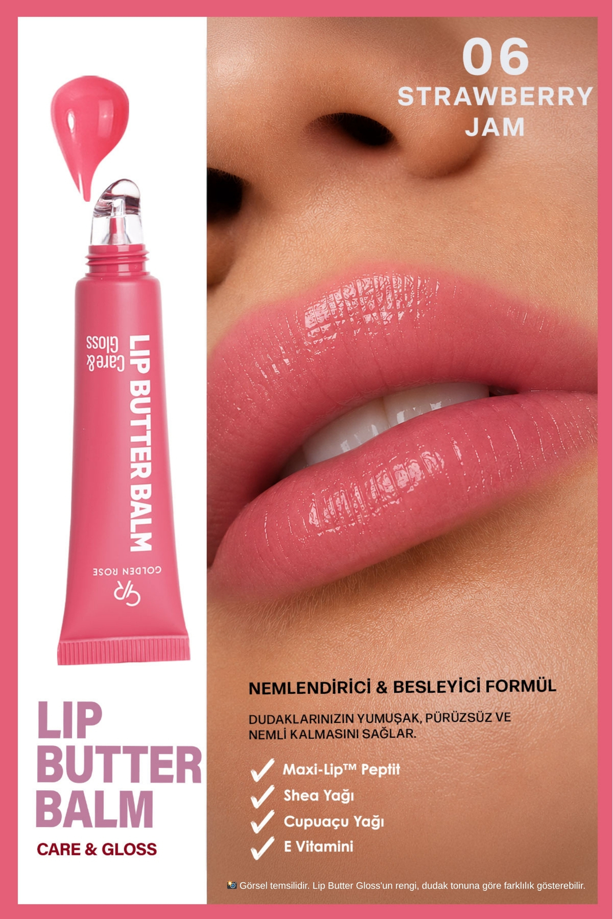 Golden Rose Lip Butter Balm No: 06 Strawberry Jam - Nemlendirici ve Parlatıcı Dudak Balmı
