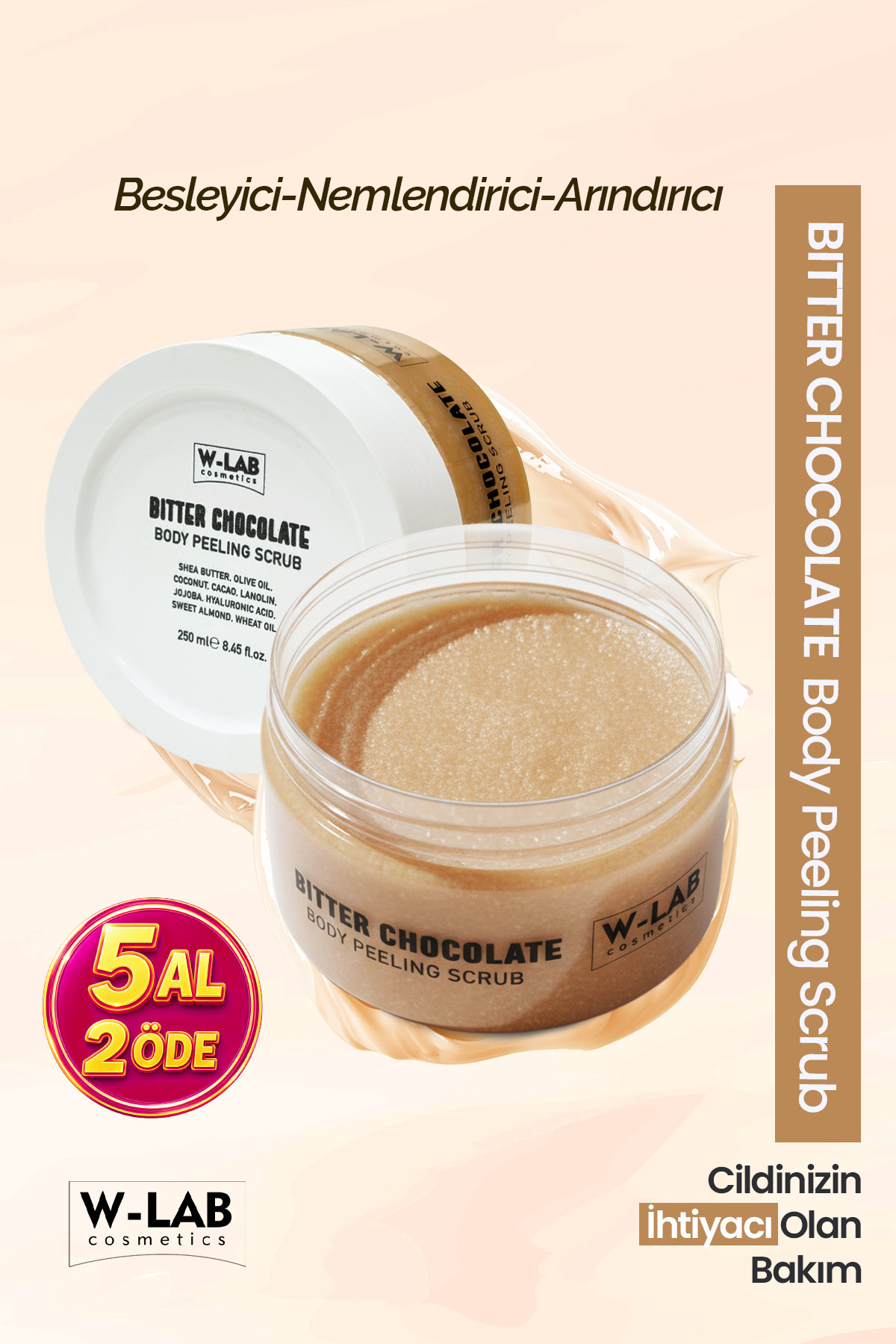 W-Lab Cosmetics Bitter Chocolate Body Peeling Scrub 250 Ml