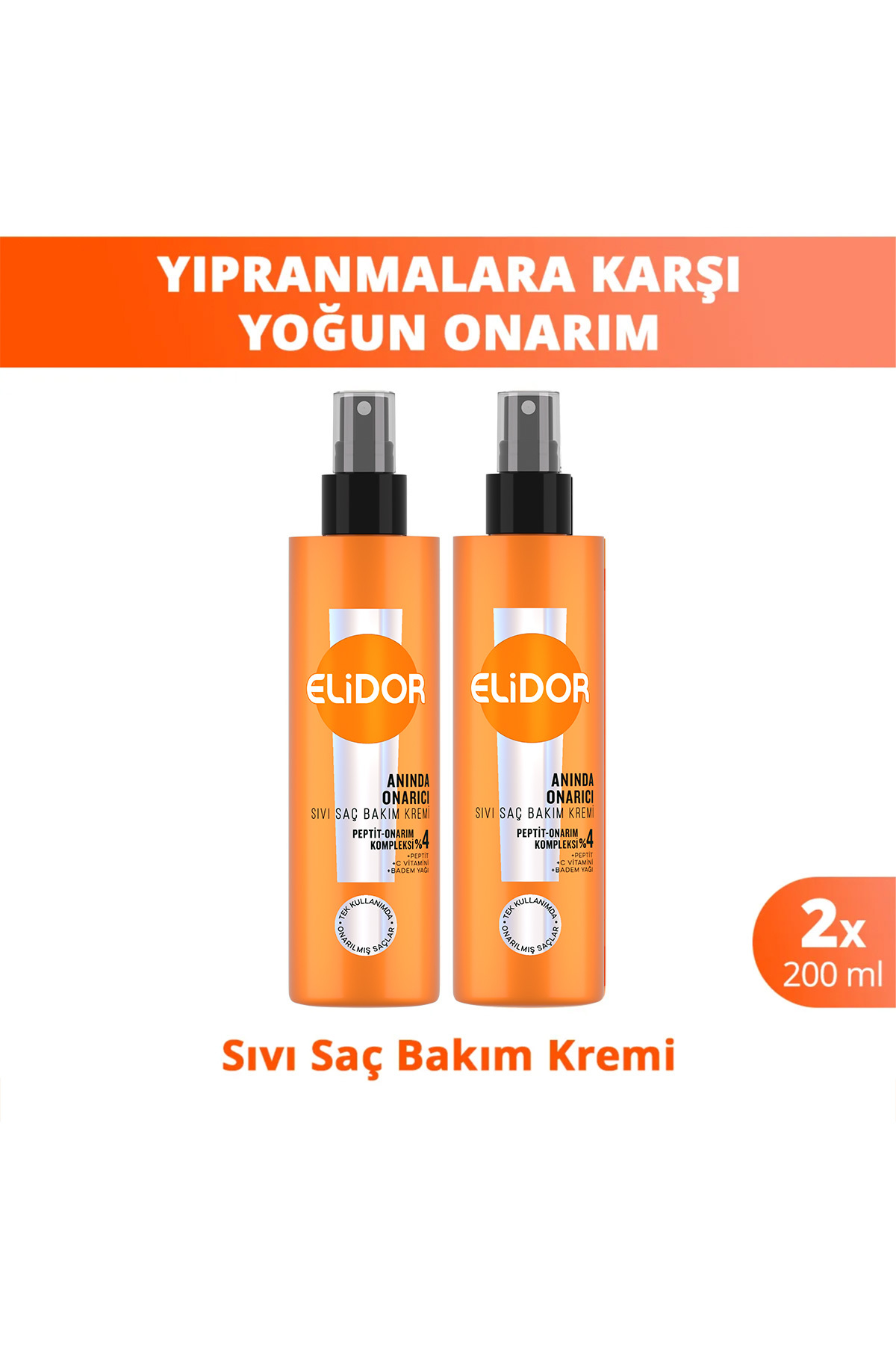 Elidor Superblend Sıvı Saç Bakım Kremi Anında Onarıcı C Vitamini Keratin Seramid 200 ml x2