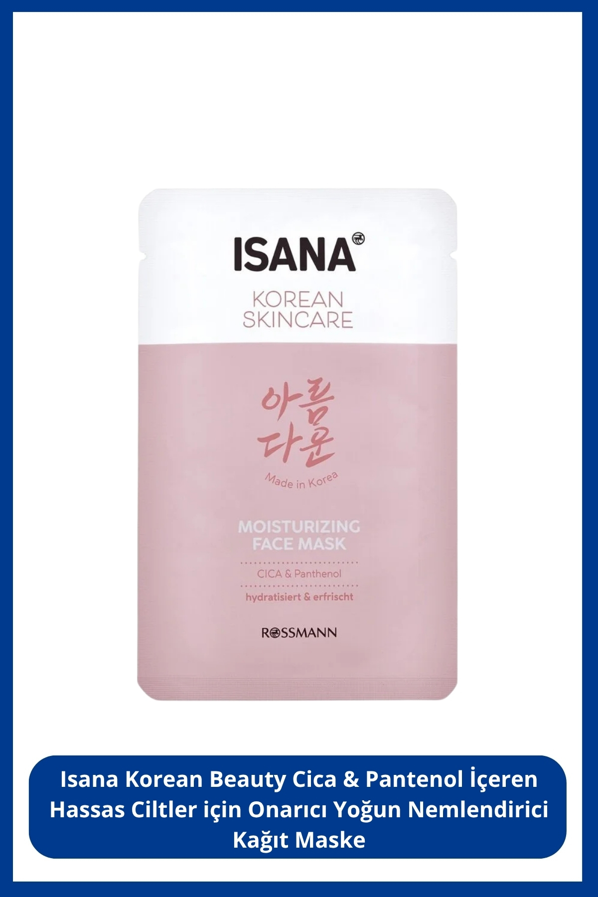 ISANA Korean Beauty Cica & Pantenol İçeren Hassas Ciltler için Onarıcı Yoğun Nemlendirici Kağıt Maske