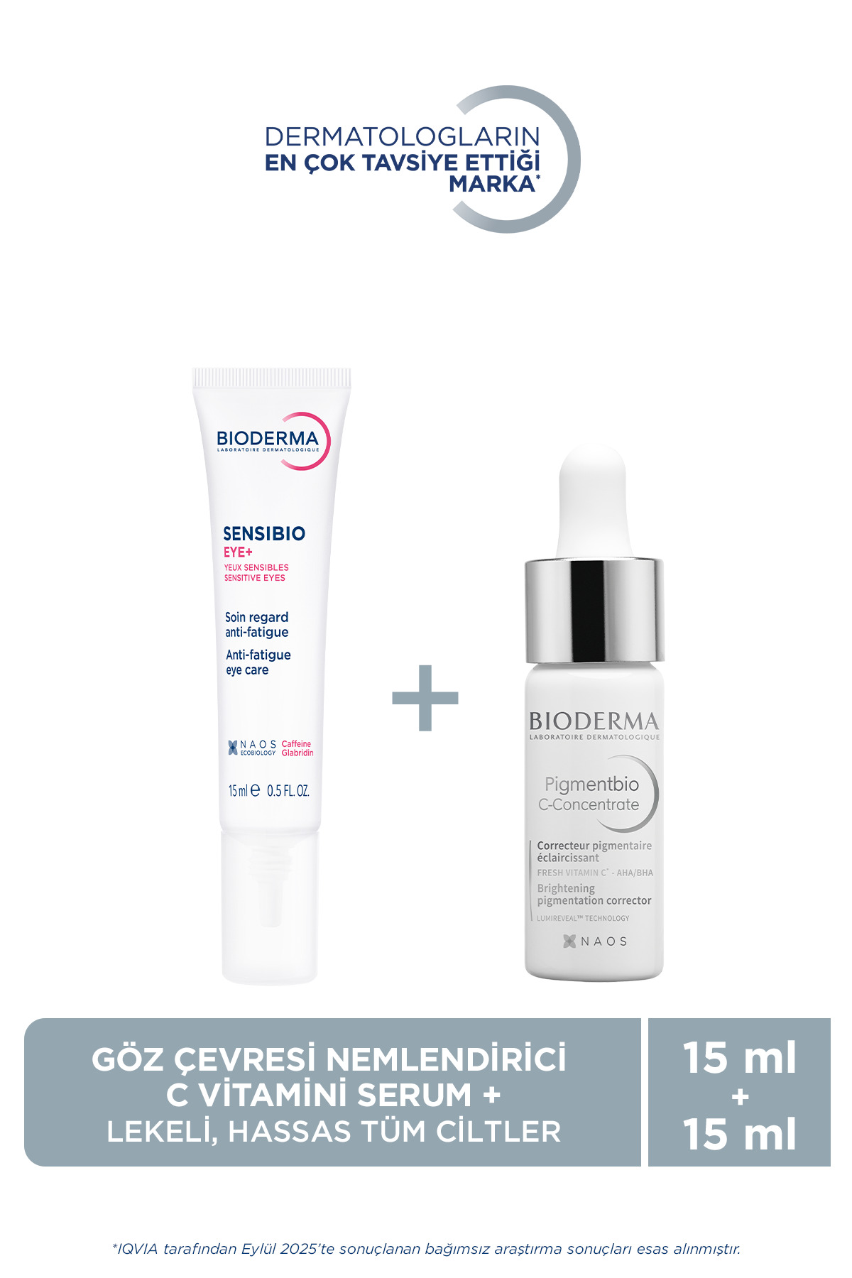 Bioderma Leke Karşıtı C Vitaminli Gece Serumu 15 ml & Hyalürononik Asit Ve Kafeinli Göz Bakım Kremi 15 ml